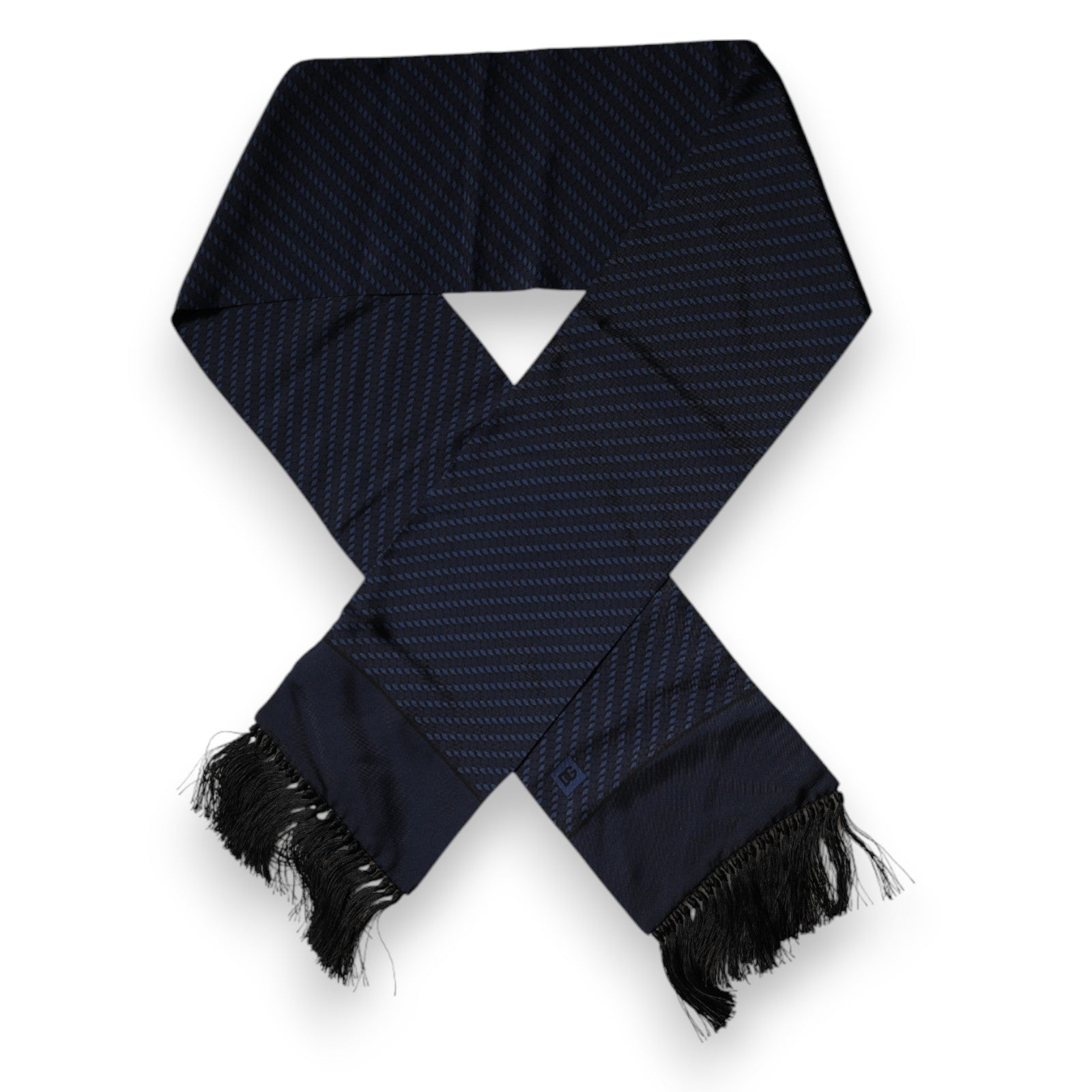 Dolce & Gabbana Dark Blue Fantasy Fringes Neck Wrap Scarf | Regal Royce
