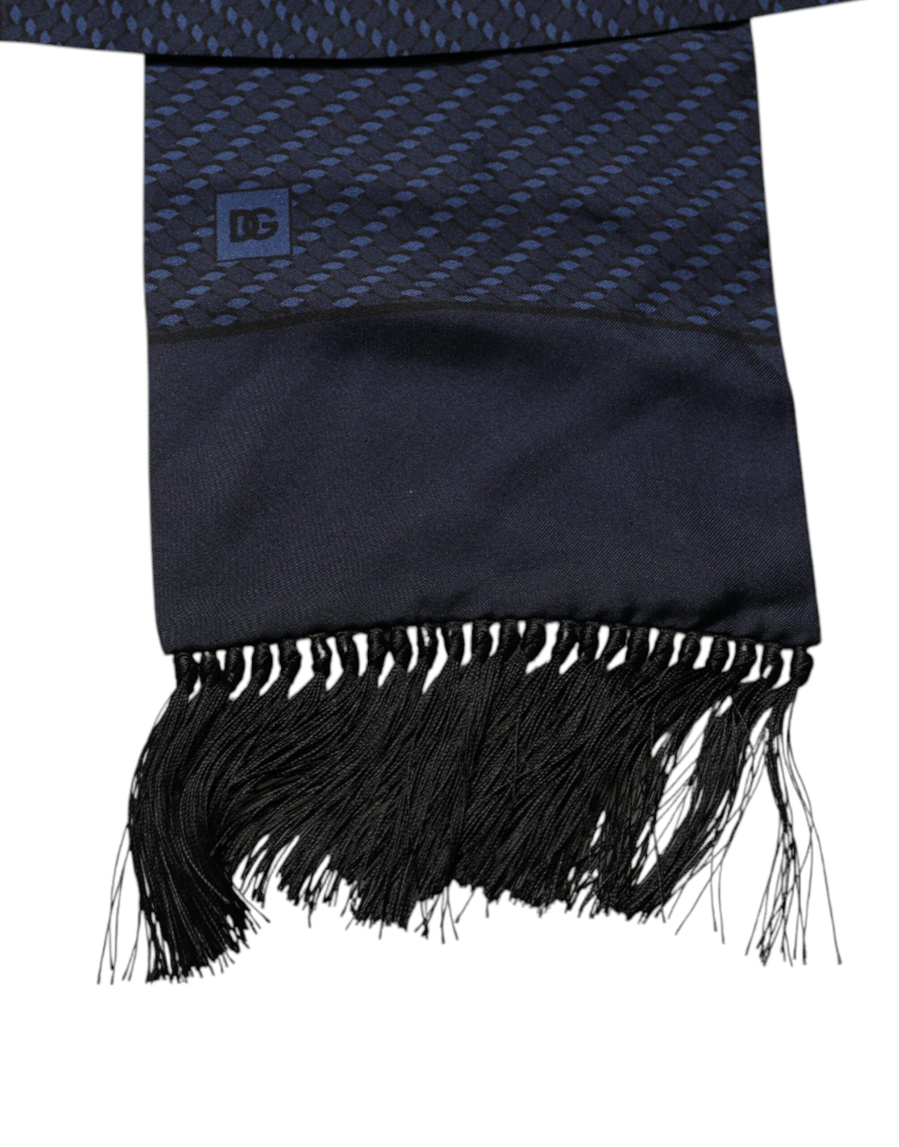Dolce & Gabbana Dark Blue Fantasy Fringes Neck Wrap Scarf | Regal Royce