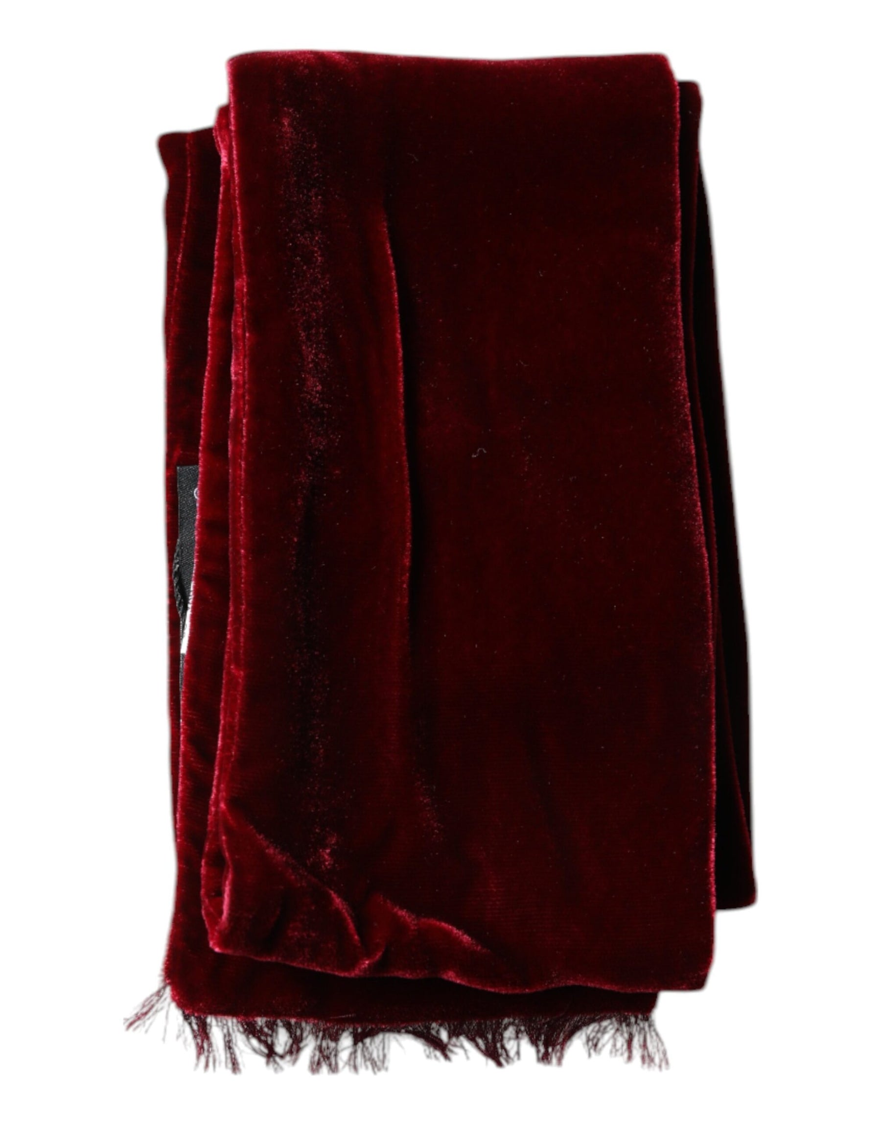 Dolce & Gabbana Maroon Silk Fringes Skinny Neck Wrap Scarf | Regal Royce