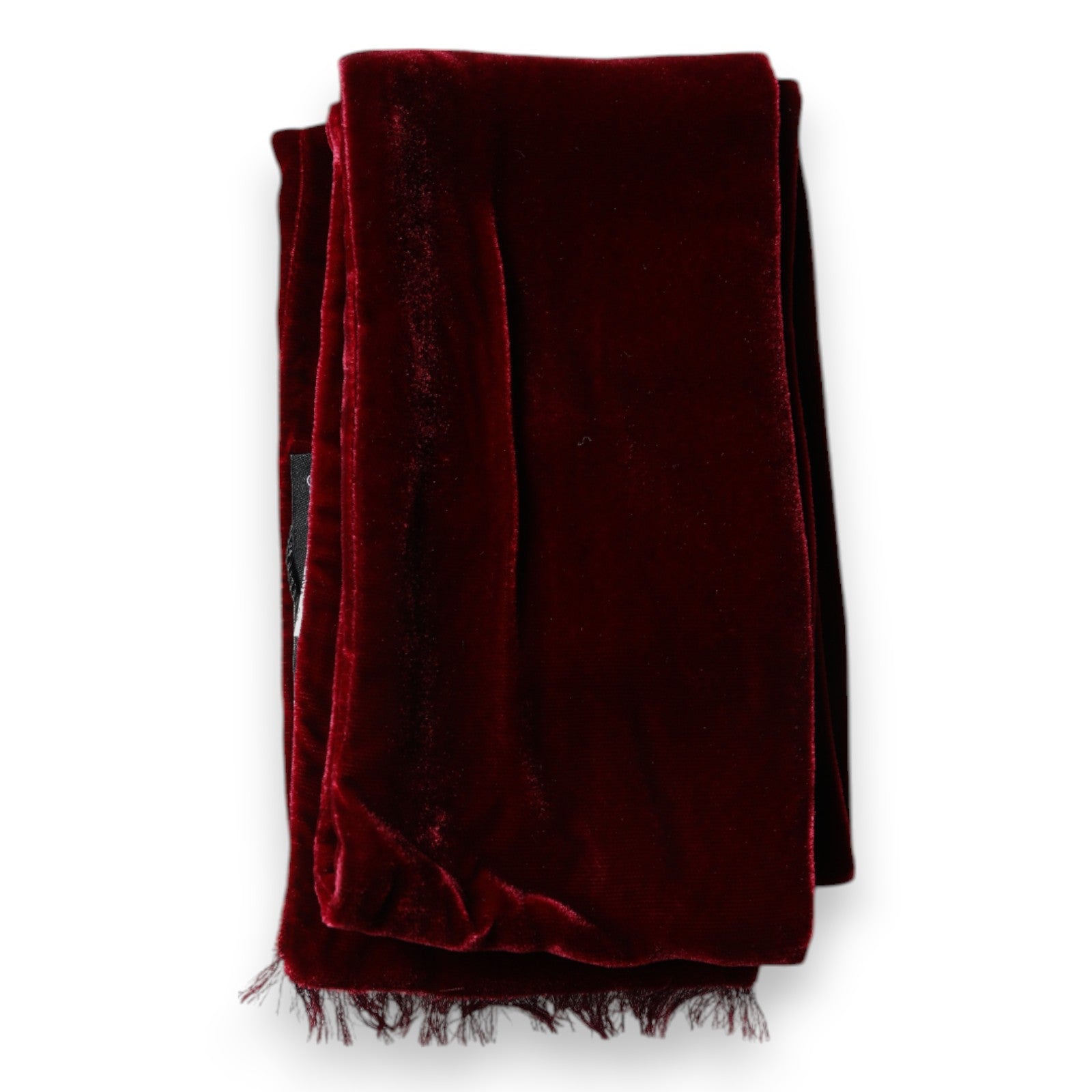 Dolce & Gabbana Maroon Silk Fringes Skinny Neck Wrap Scarf | Regal Royce