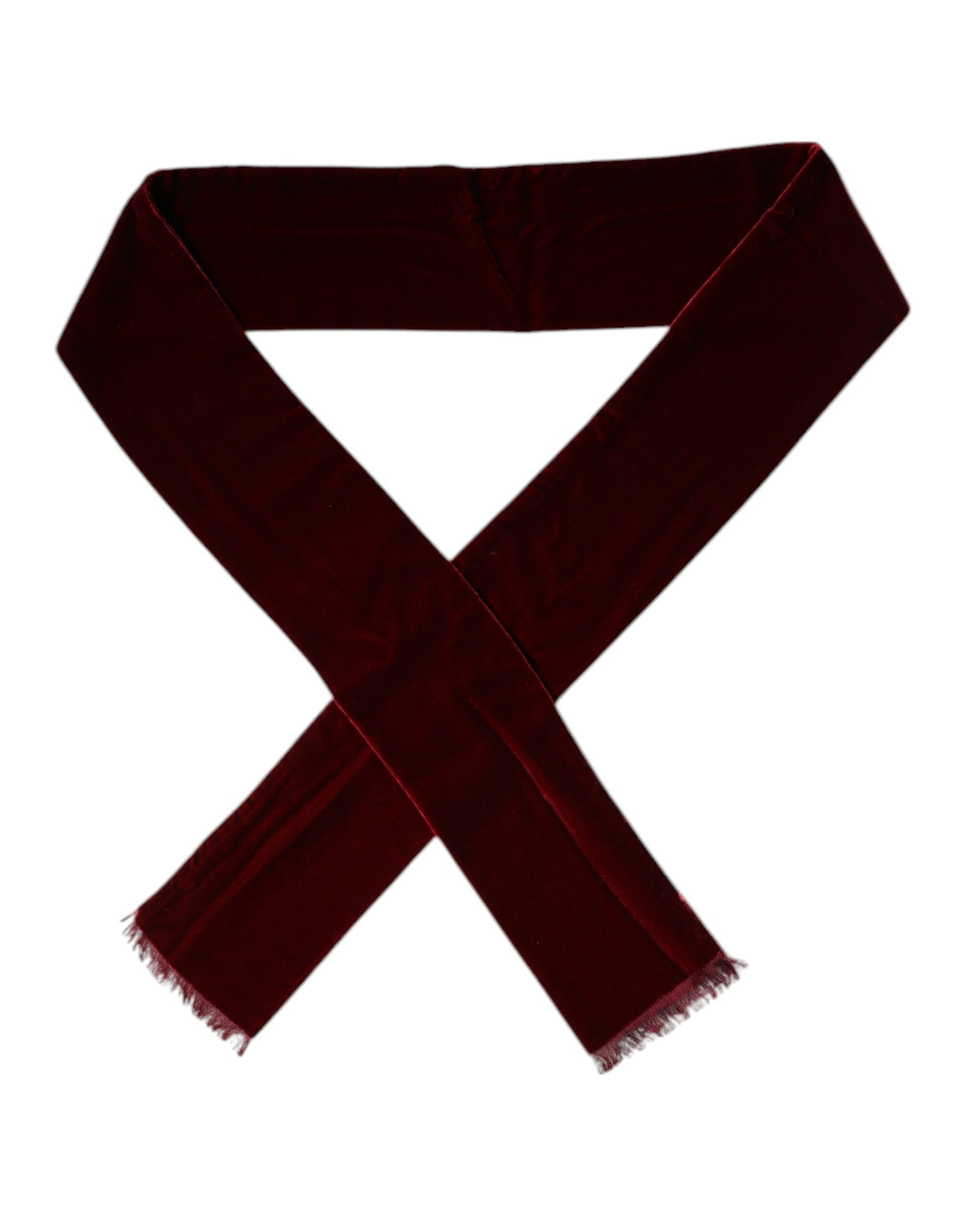Dolce & Gabbana Maroon Silk Fringes Skinny Neck Wrap Scarf | Regal Royce