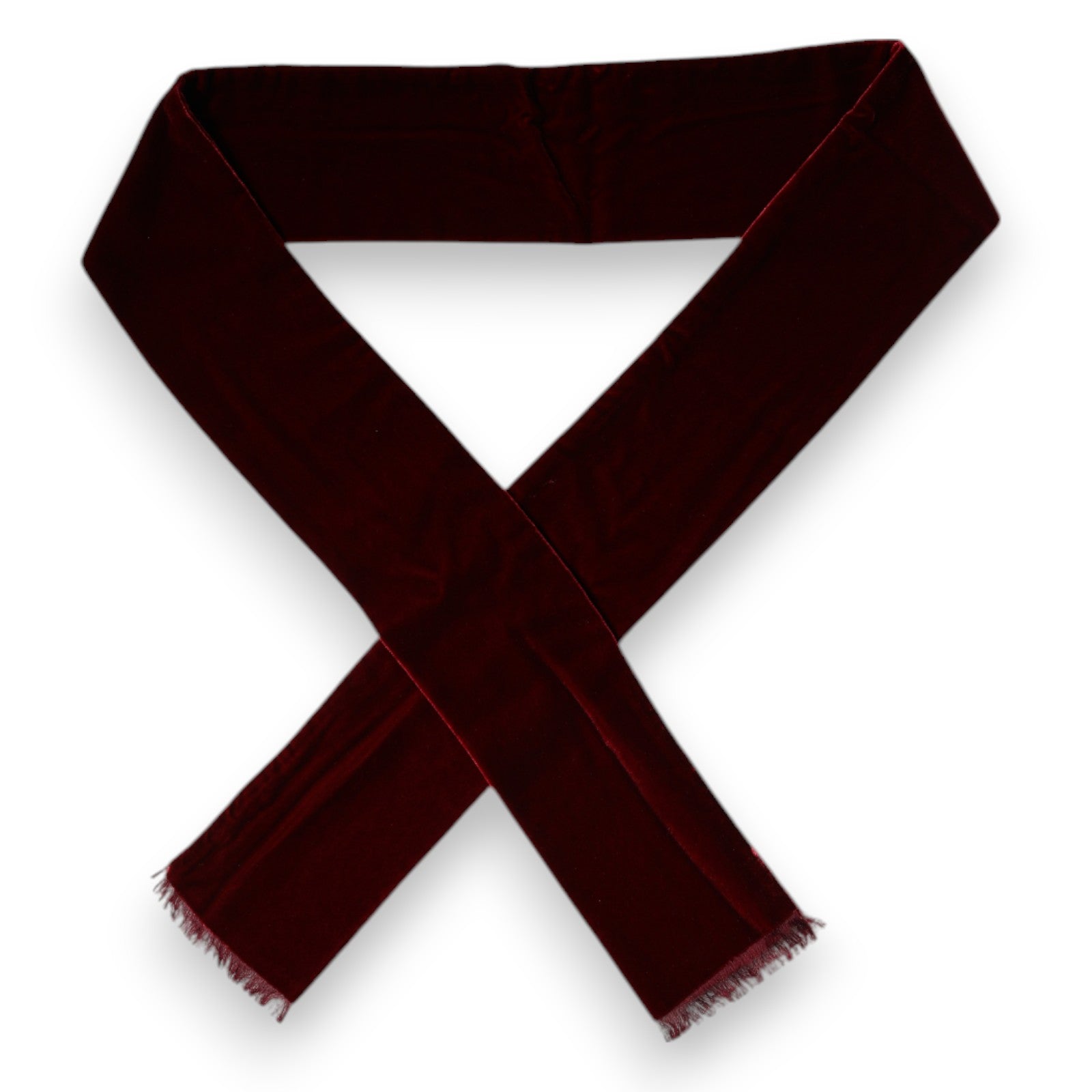 Dolce & Gabbana Maroon Silk Fringes Skinny Neck Wrap Scarf | Regal Royce