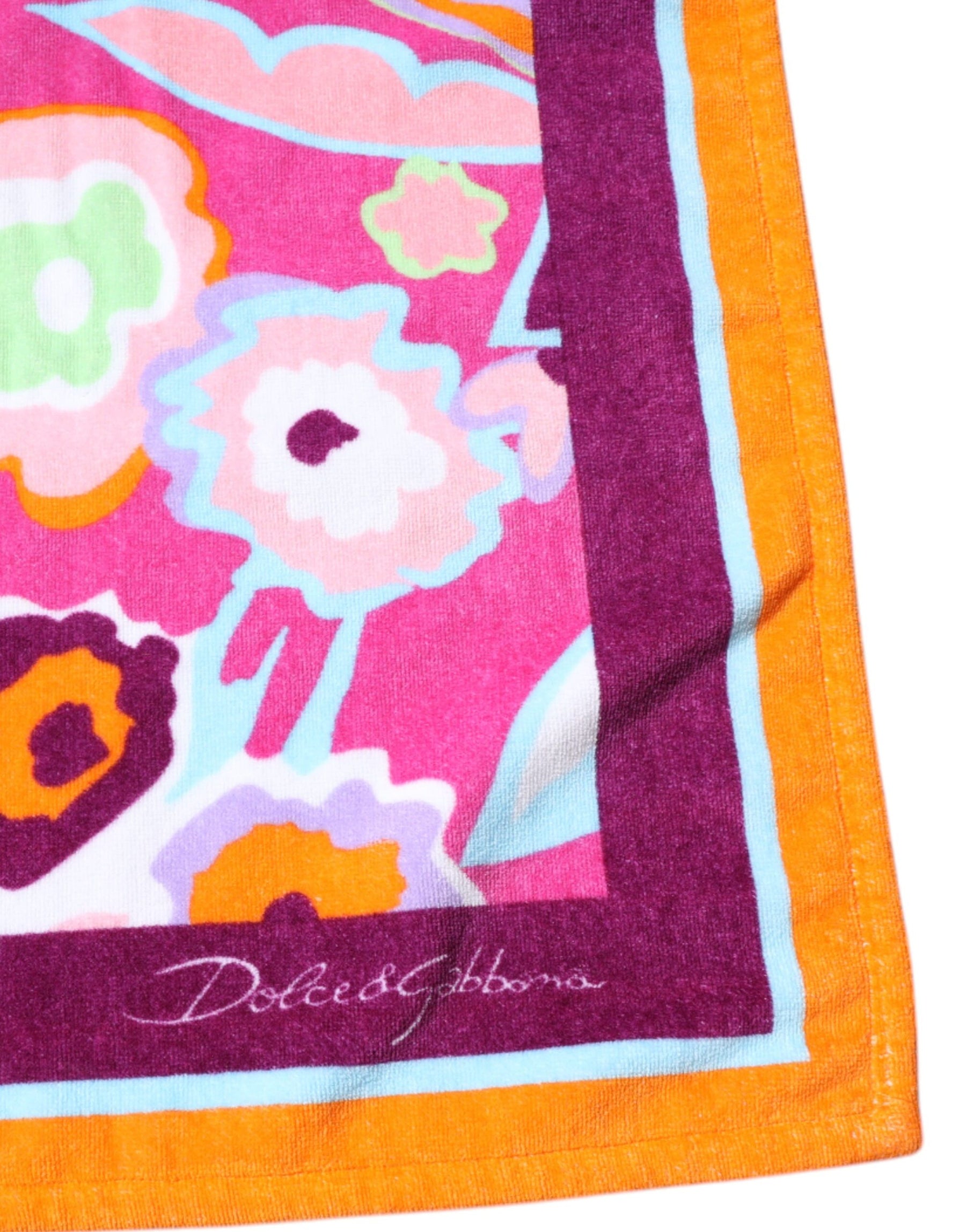 Dolce & Gabbana Multicolor Floral Print Cotton Beach Towel | Regal Royce