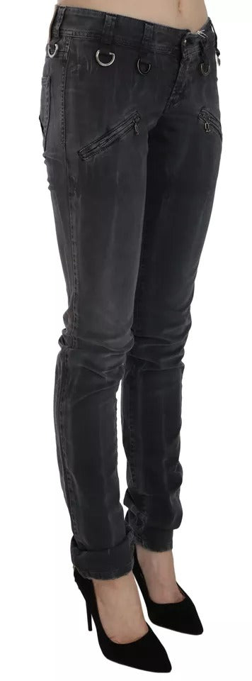 John Galliano Grey Washed Low Waist Zipper Side Skinny Denim Jeans | Regal Royce