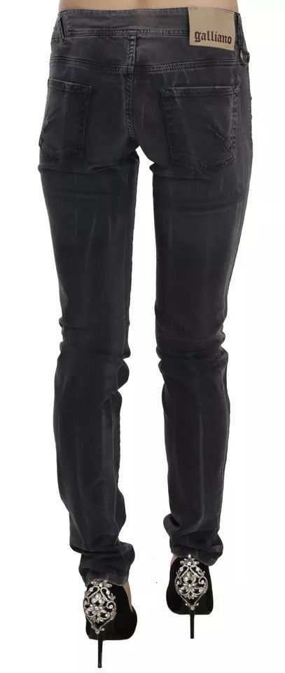 John Galliano Grey Washed Low Waist Zipper Side Skinny Denim Jeans | Regal Royce