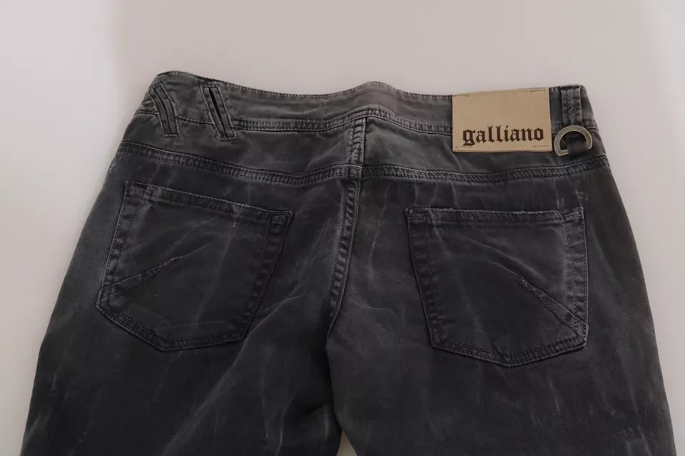 John Galliano Grey Washed Low Waist Zipper Side Skinny Denim Jeans | Regal Royce