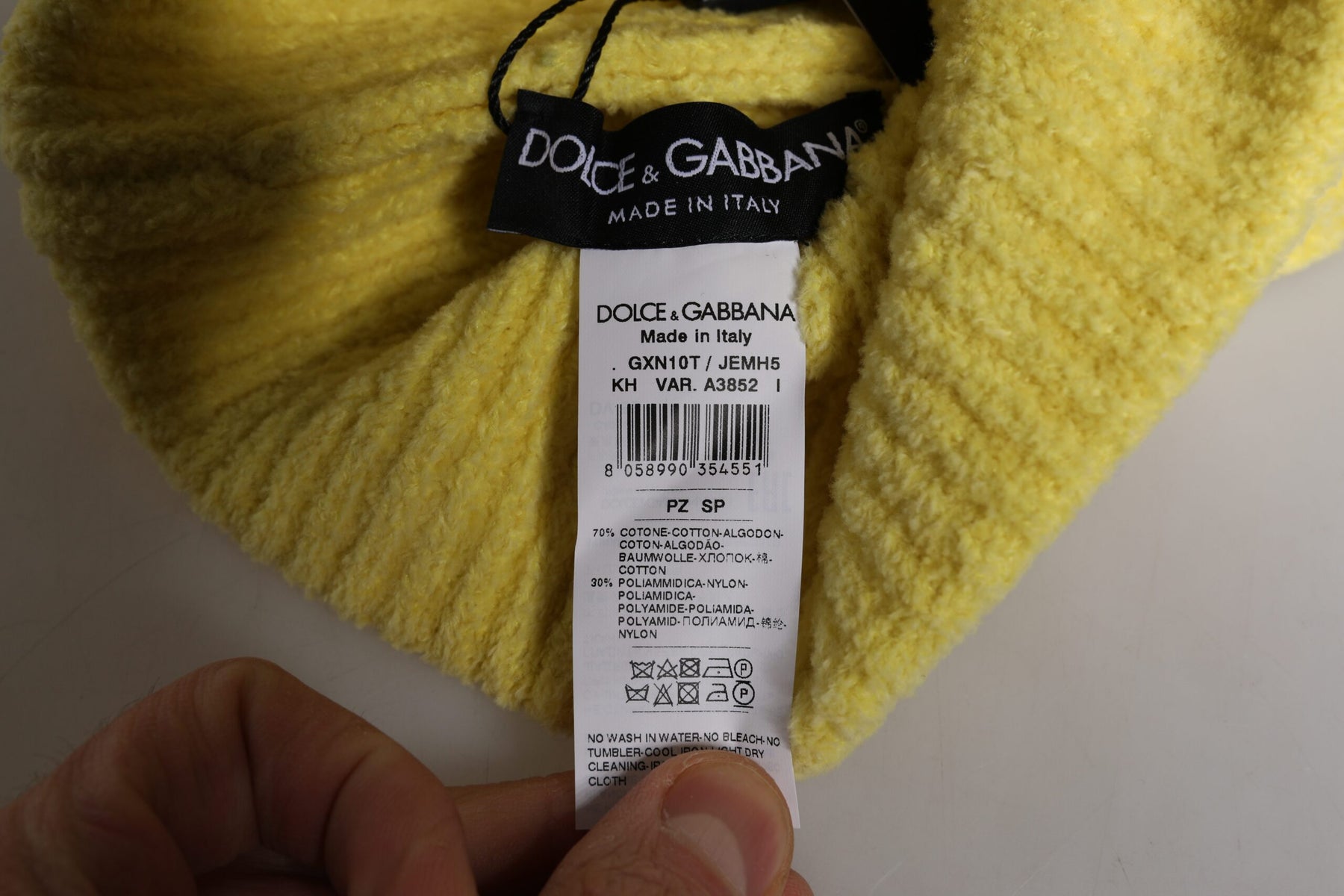 Dolce & Gabbana Yellow Cotton Knitted Winter Beanie Hat | Regal Royce