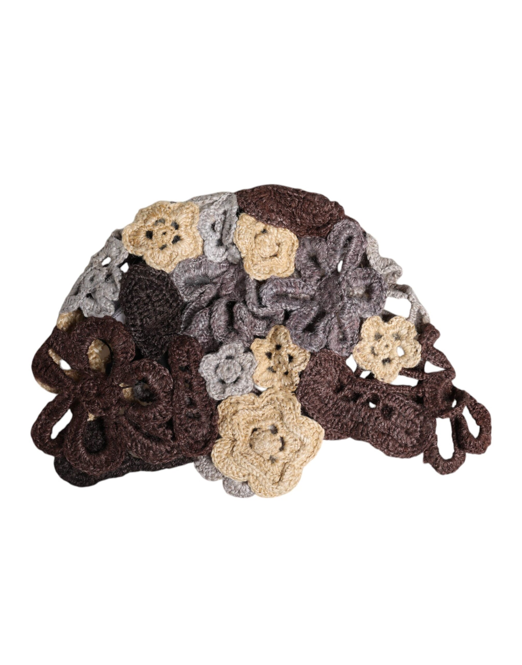 Dolce & Gabbana Multicolor Floral Silk Crochet Beanie Hat | Regal Royce