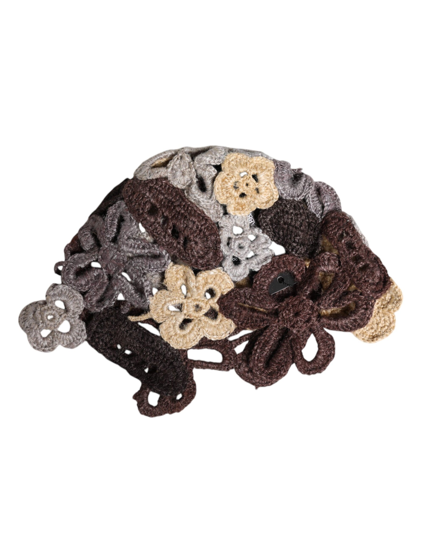 Dolce & Gabbana Multicolor Floral Silk Crochet Beanie Hat | Regal Royce