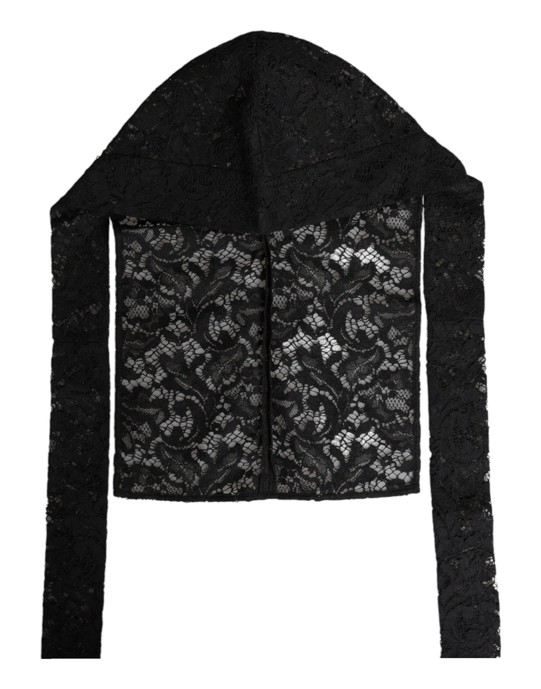 Dolce & Gabbana Black Floral Lace Whole Head Wrap Hat | Regal Royce