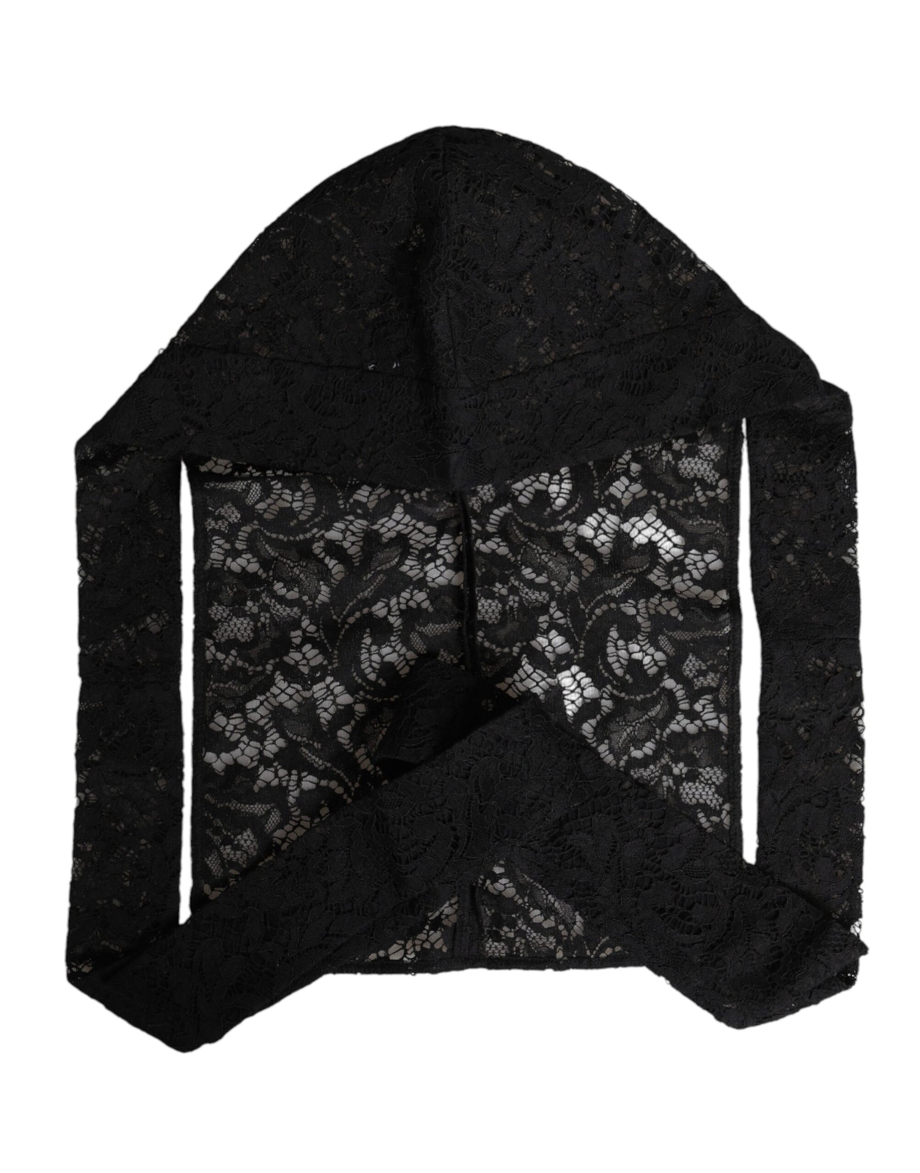 Dolce & Gabbana Black Floral Lace Whole Head Wrap Hat | Regal Royce