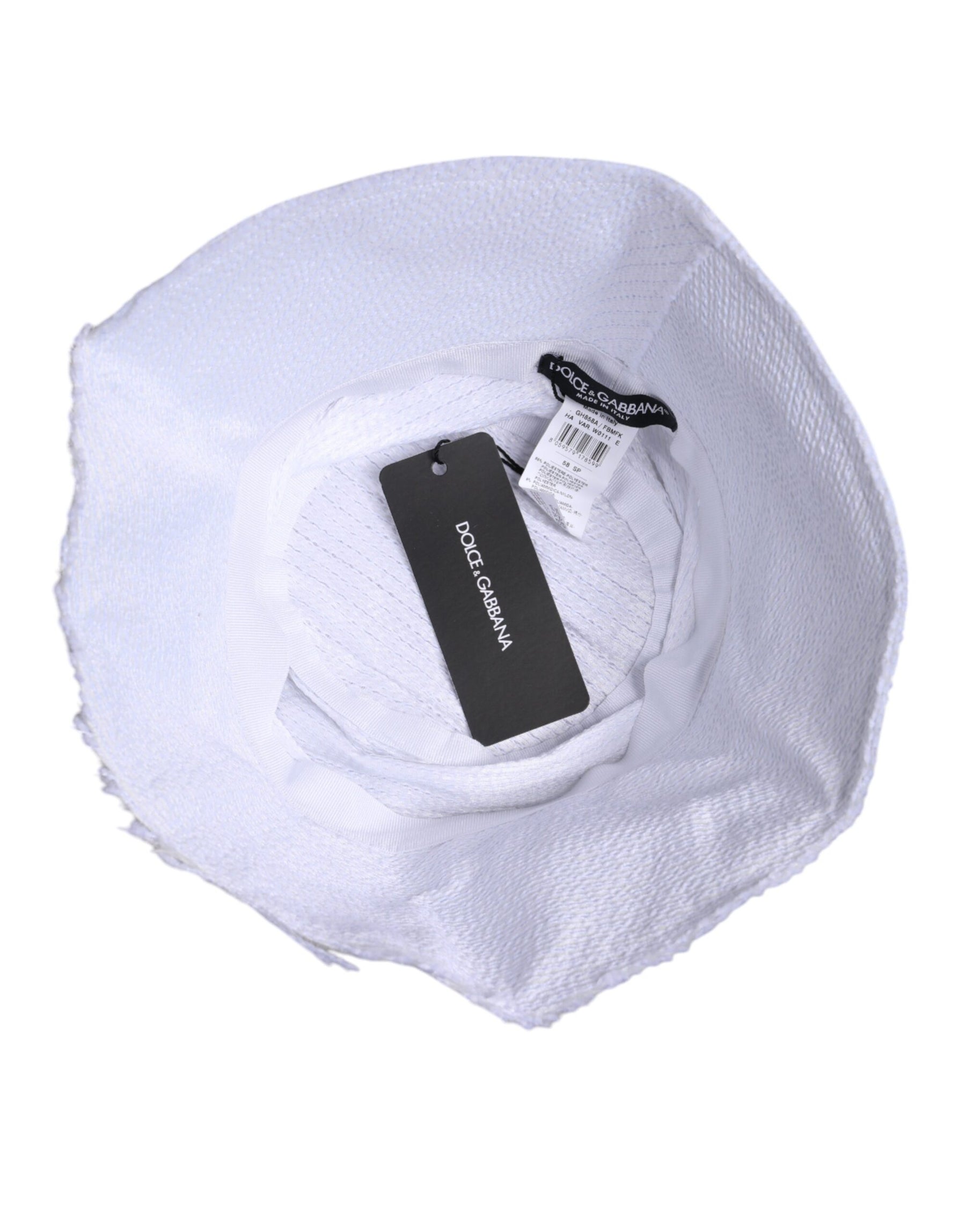 Dolce & Gabbana White Polyester Wide Brim Bucket Hat | Regal Royce