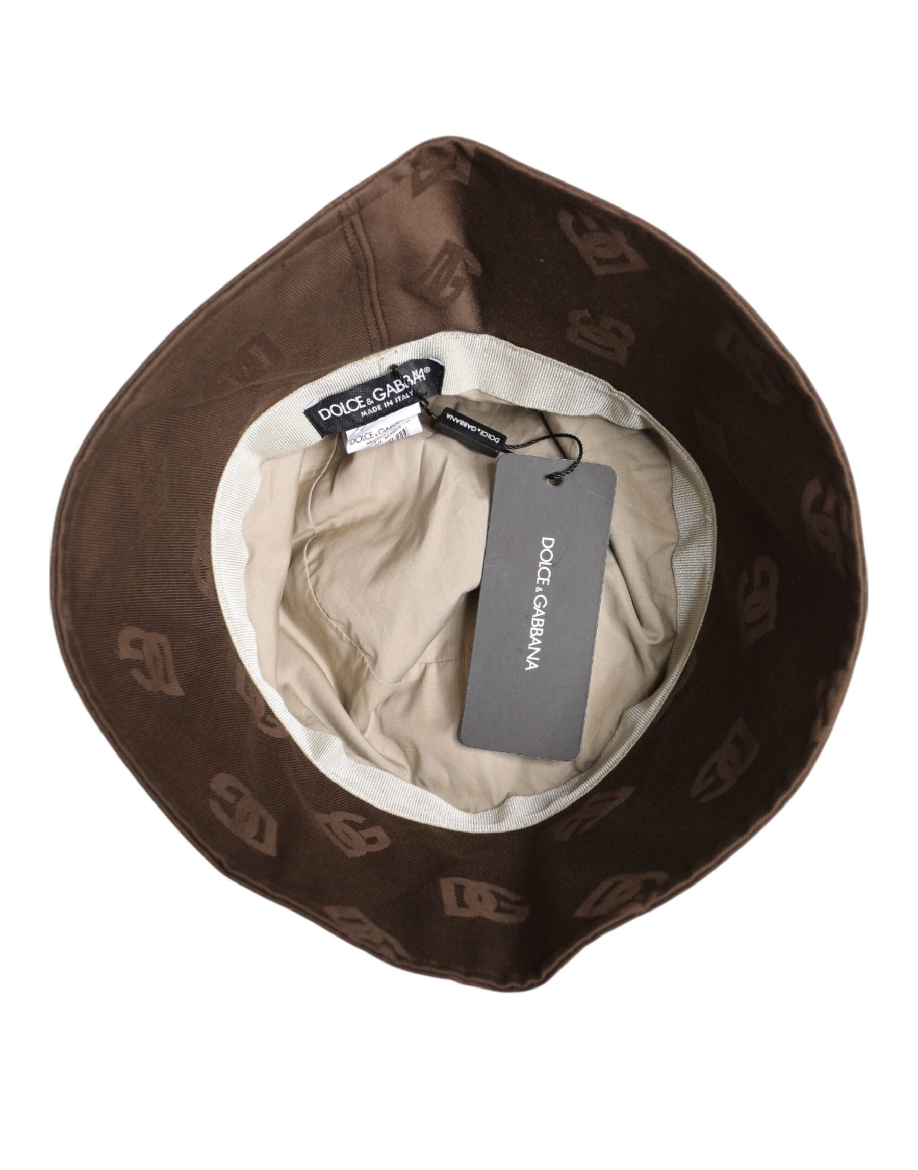 Dolce & Gabbana Brown Logo Monogram Cotton Bucket Cap | Regal Royce