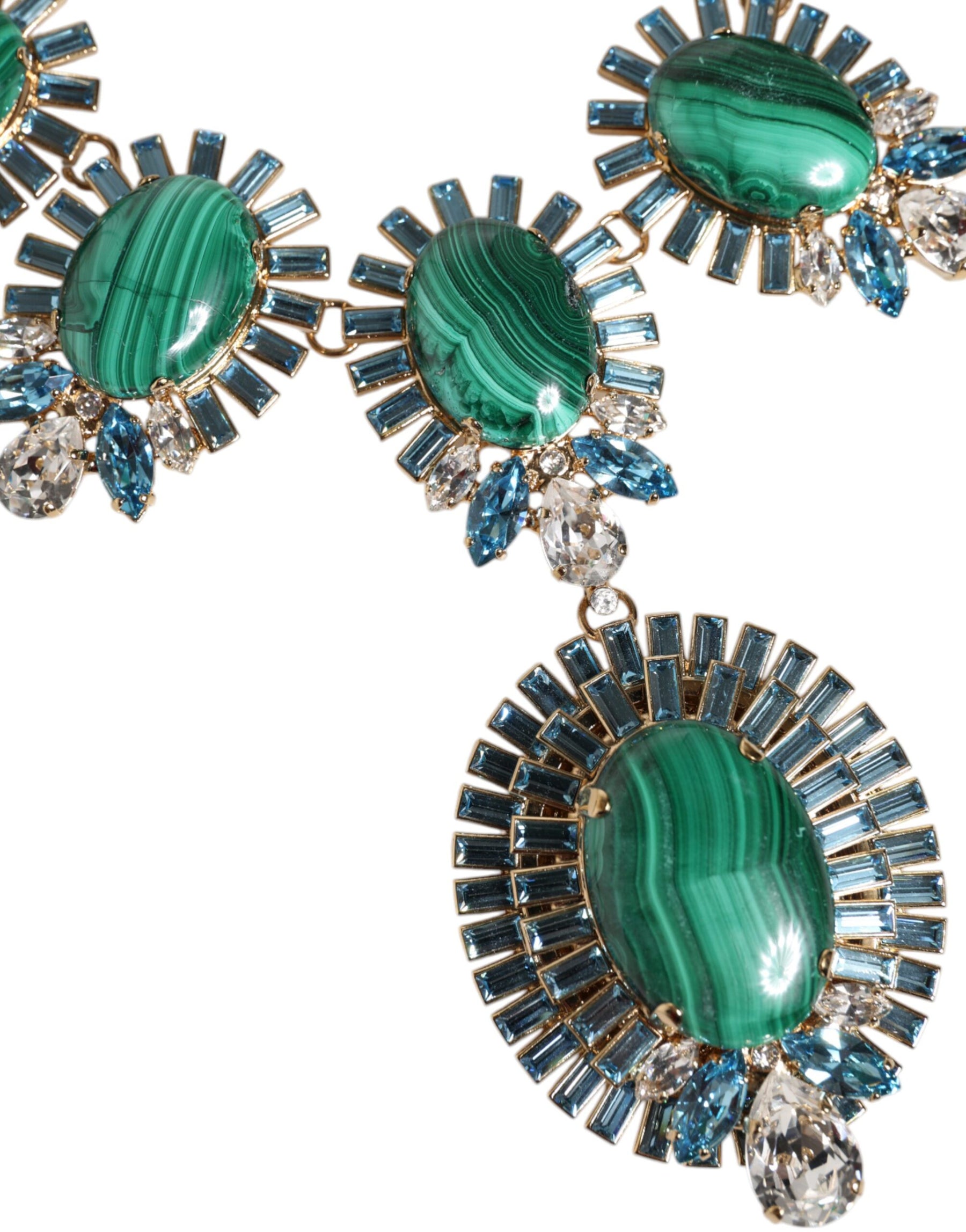 Dolce & Gabbana Gold Brass Pietre Oval Crystal Embellished Necklace | Regal Royce