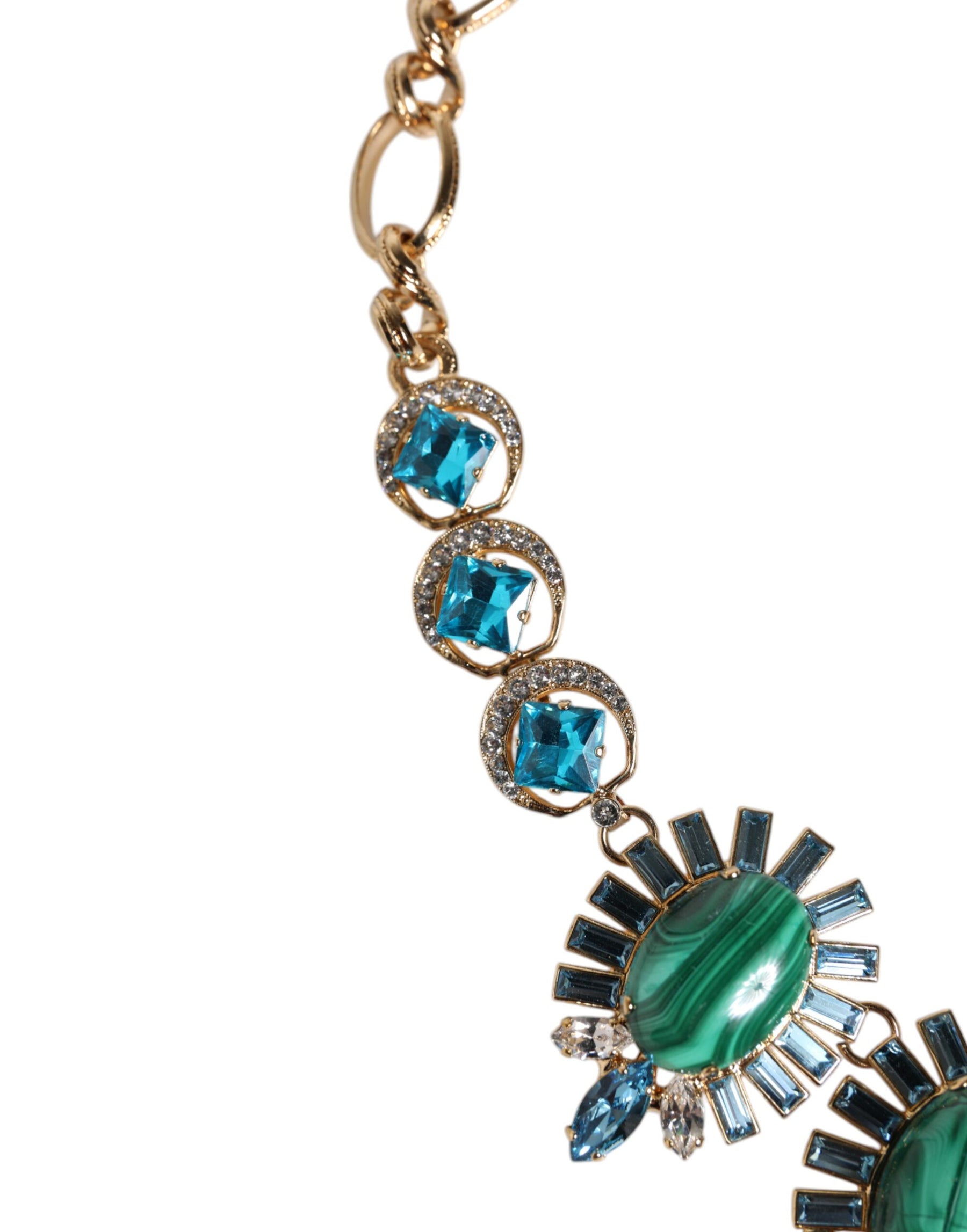 Dolce & Gabbana Gold Brass Pietre Oval Crystal Embellished Necklace | Regal Royce