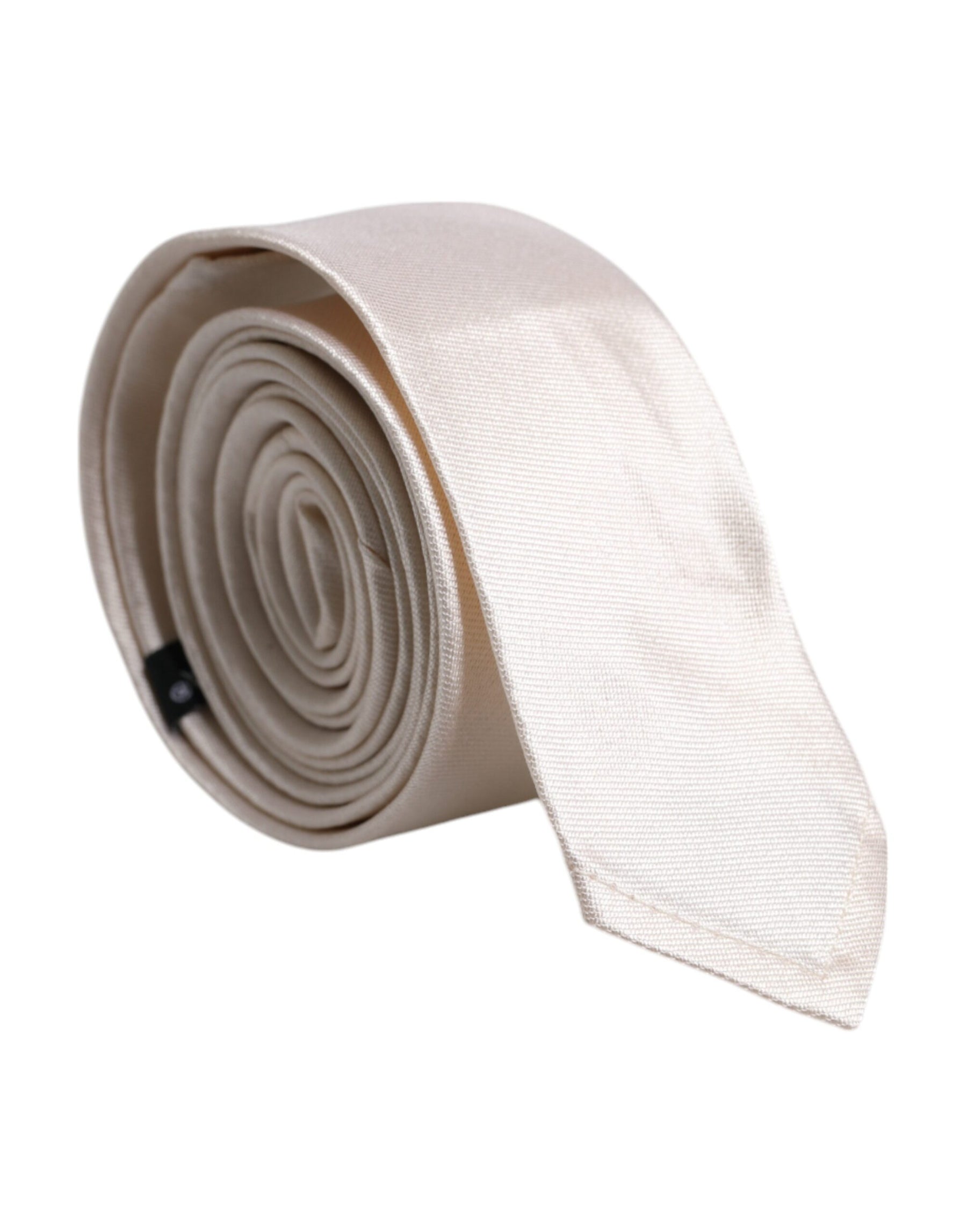 Dolce & Gabbana White Solid Silk Adjustable Necktie Tie | Regal Royce