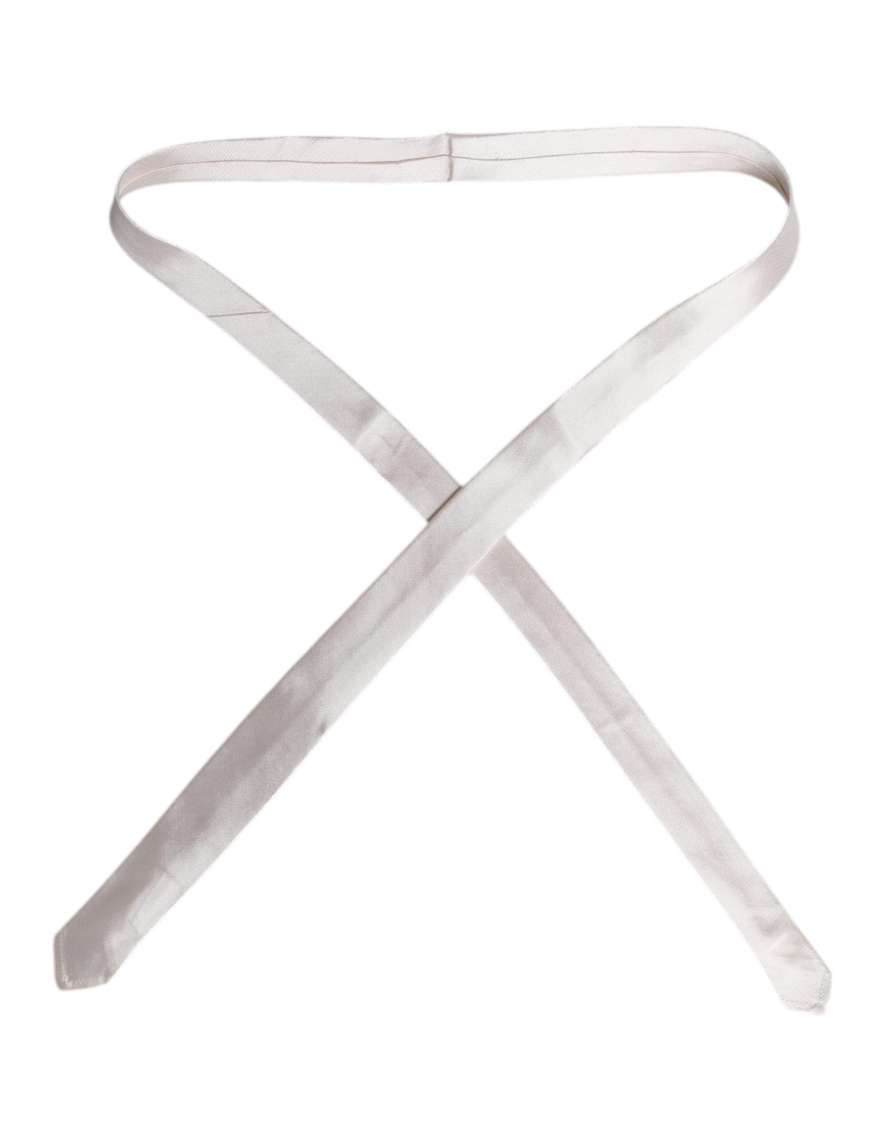 Dolce & Gabbana White Solid Silk Adjustable Necktie Tie | Regal Royce