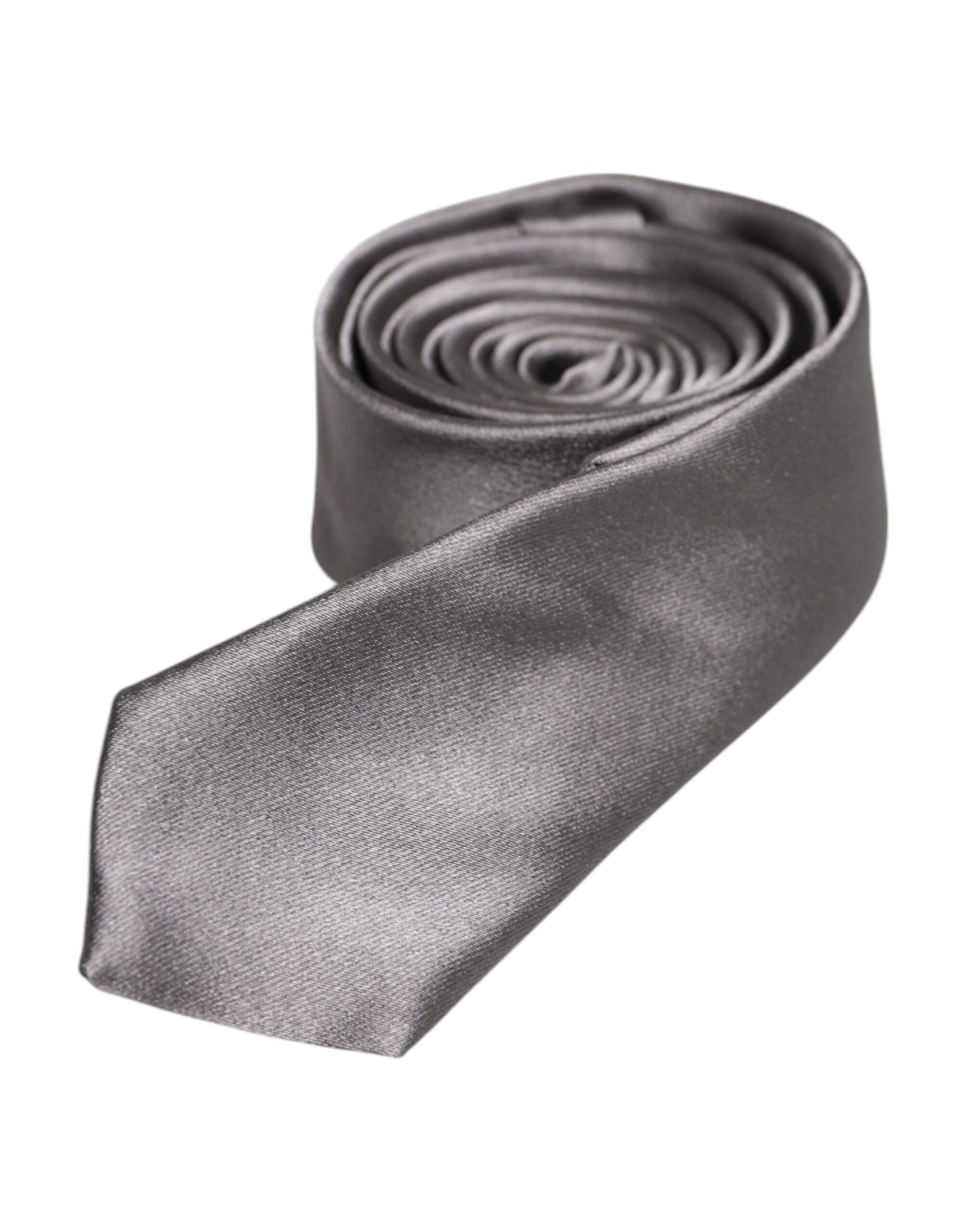 Dolce & Gabbana Metallic Silver Silk Adjustable Necktie Tie | Regal Royce