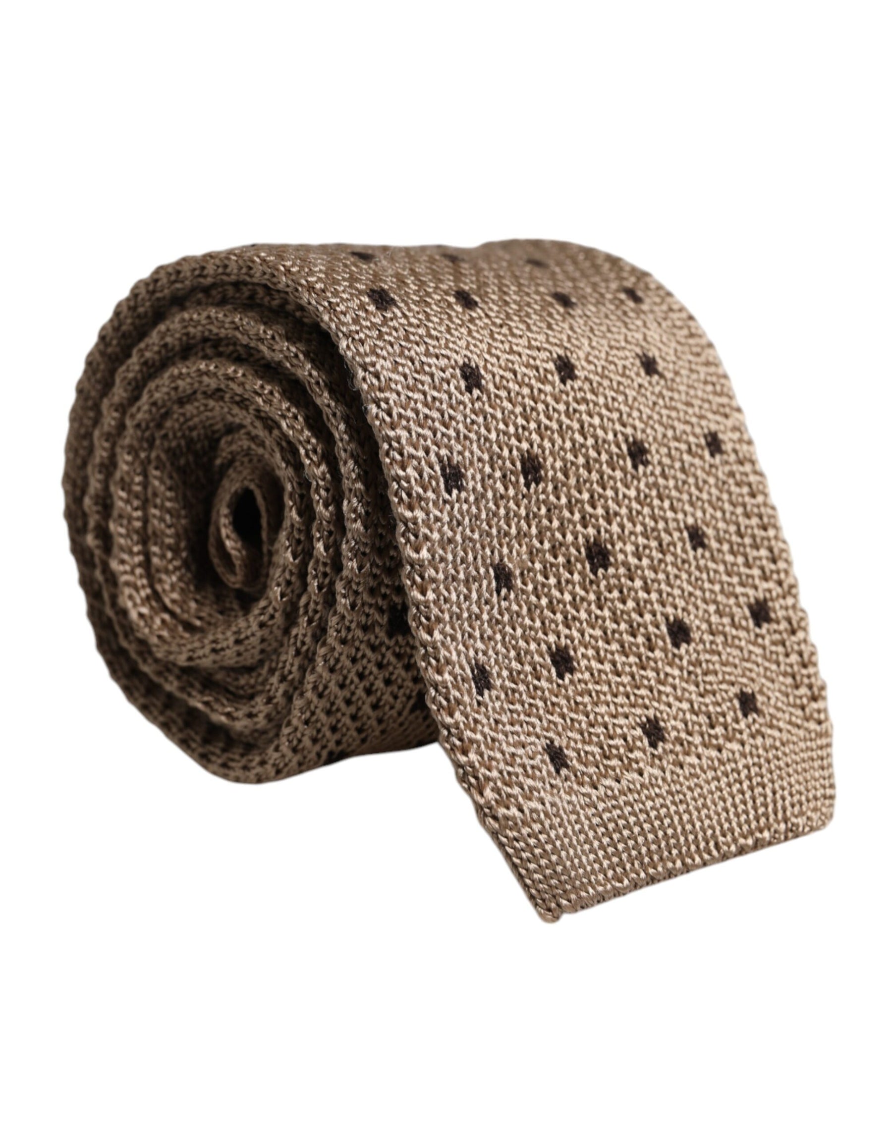 Dolce & Gabbana Beige Polka Dot Silk Adjustable Necktie Tie | Regal Royce