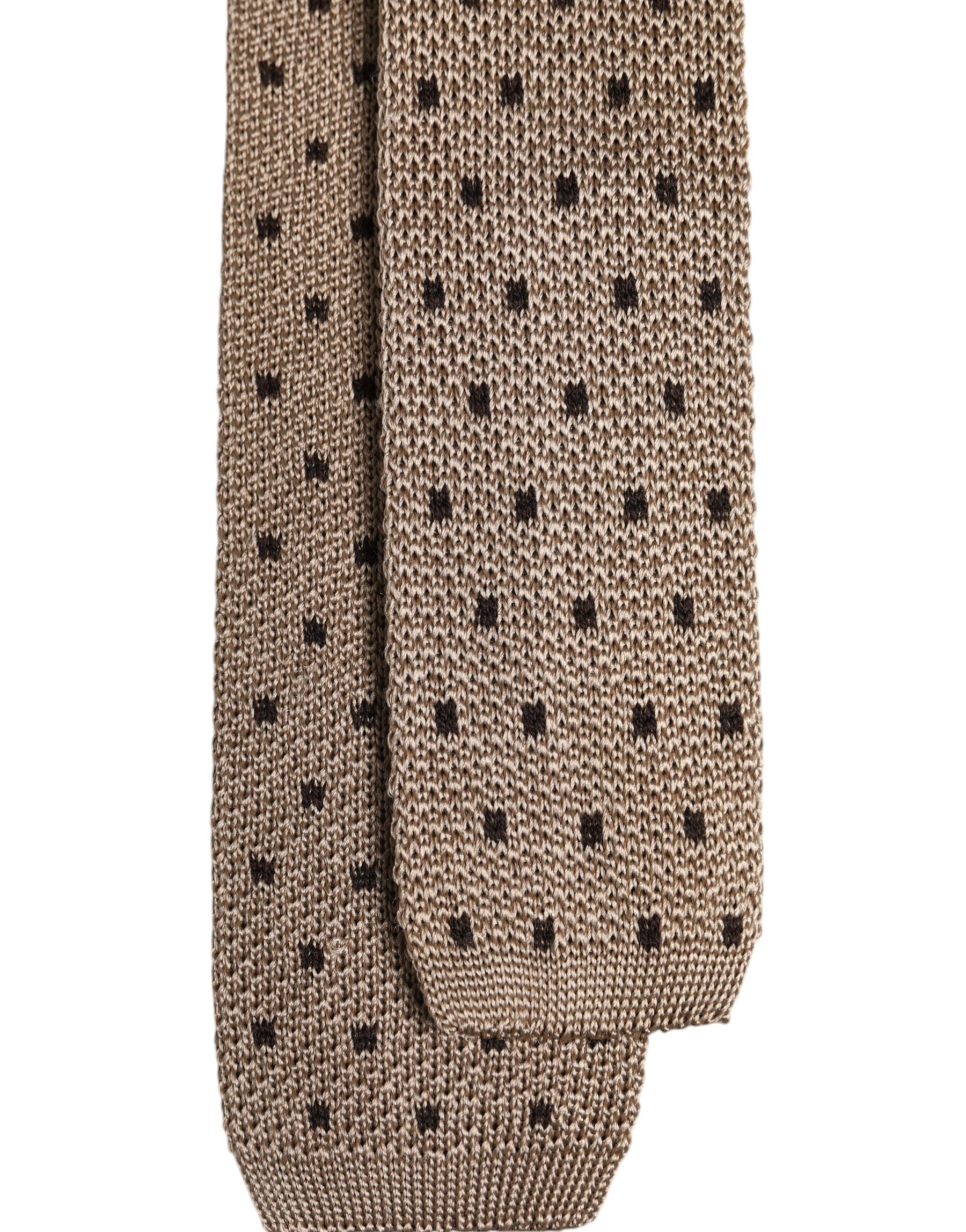 Dolce & Gabbana Beige Polka Dot Silk Adjustable Necktie Tie | Regal Royce
