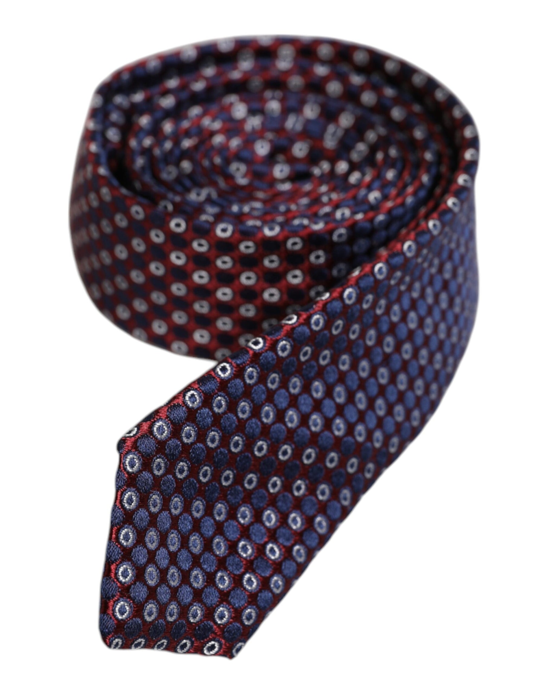 Dolce & Gabbana Red Blue Circles Silk Adjustable Necktie Tie | Regal Royce