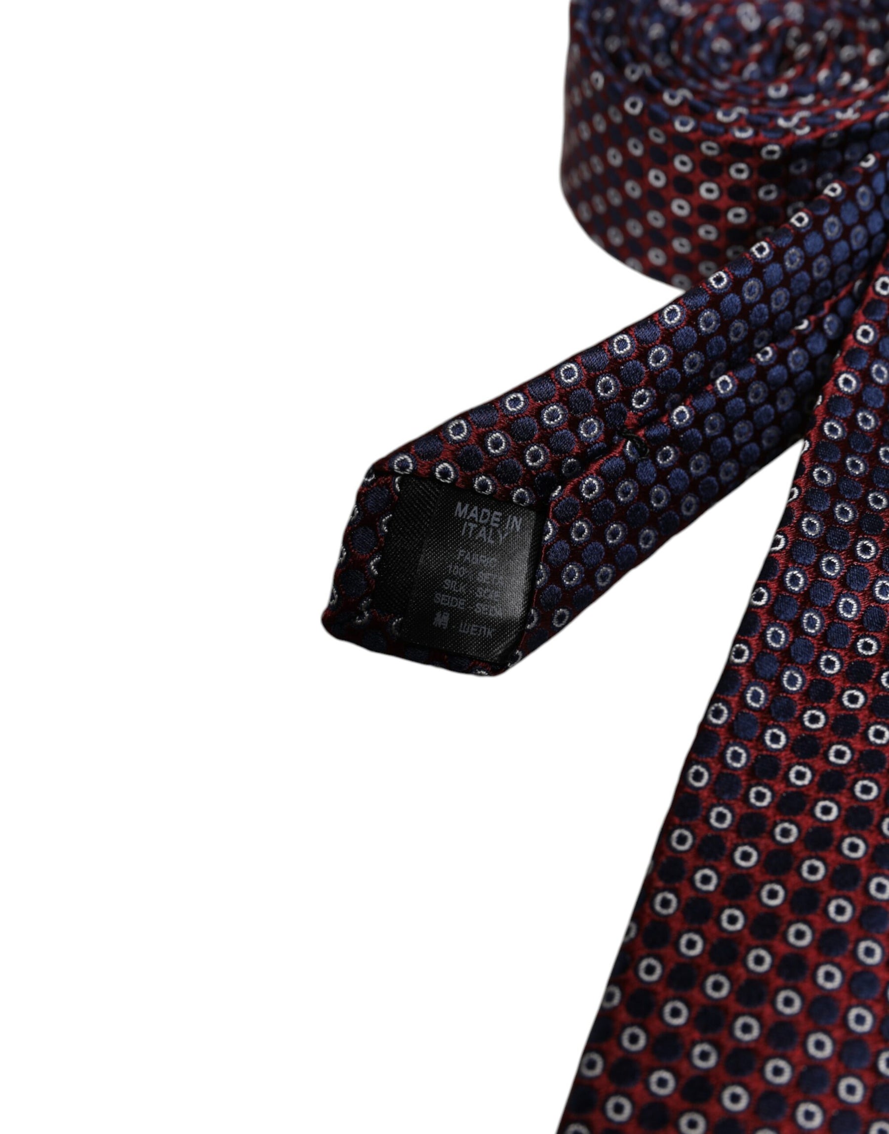 Dolce & Gabbana Red Blue Circles Silk Adjustable Necktie Tie | Regal Royce