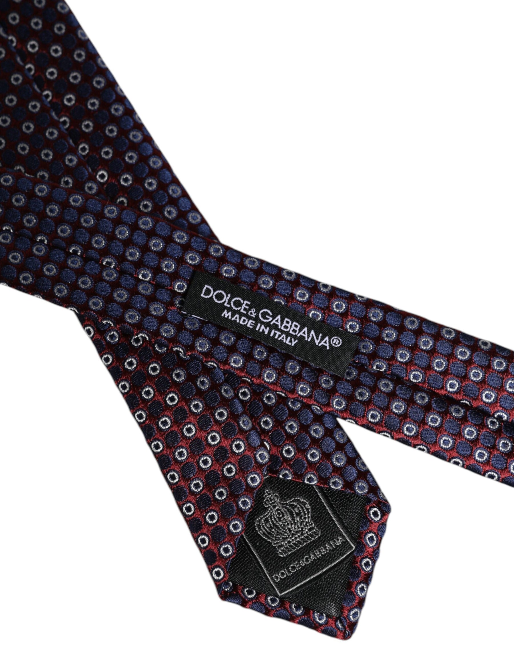 Dolce & Gabbana Red Blue Circles Silk Adjustable Necktie Tie | Regal Royce