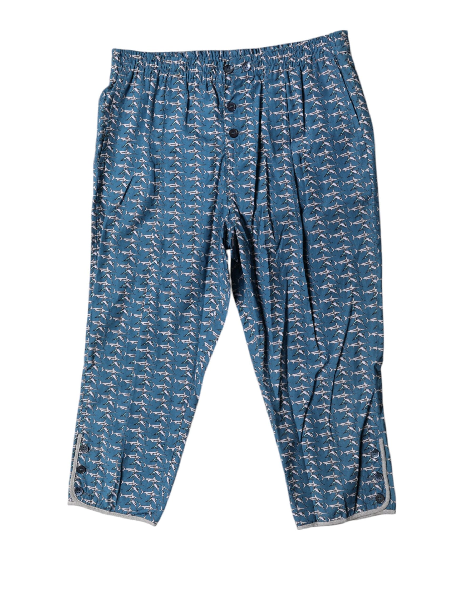 Dolce & Gabbana Blue Shark Print Cropped Beachwear Swimwear | Regal Royce