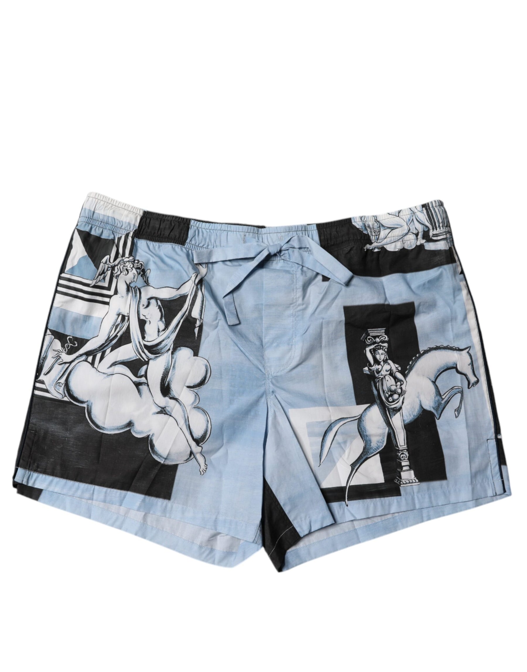 Dolce & Gabbana Blue Statue Print Cotton Mens Shorts | Regal Royce