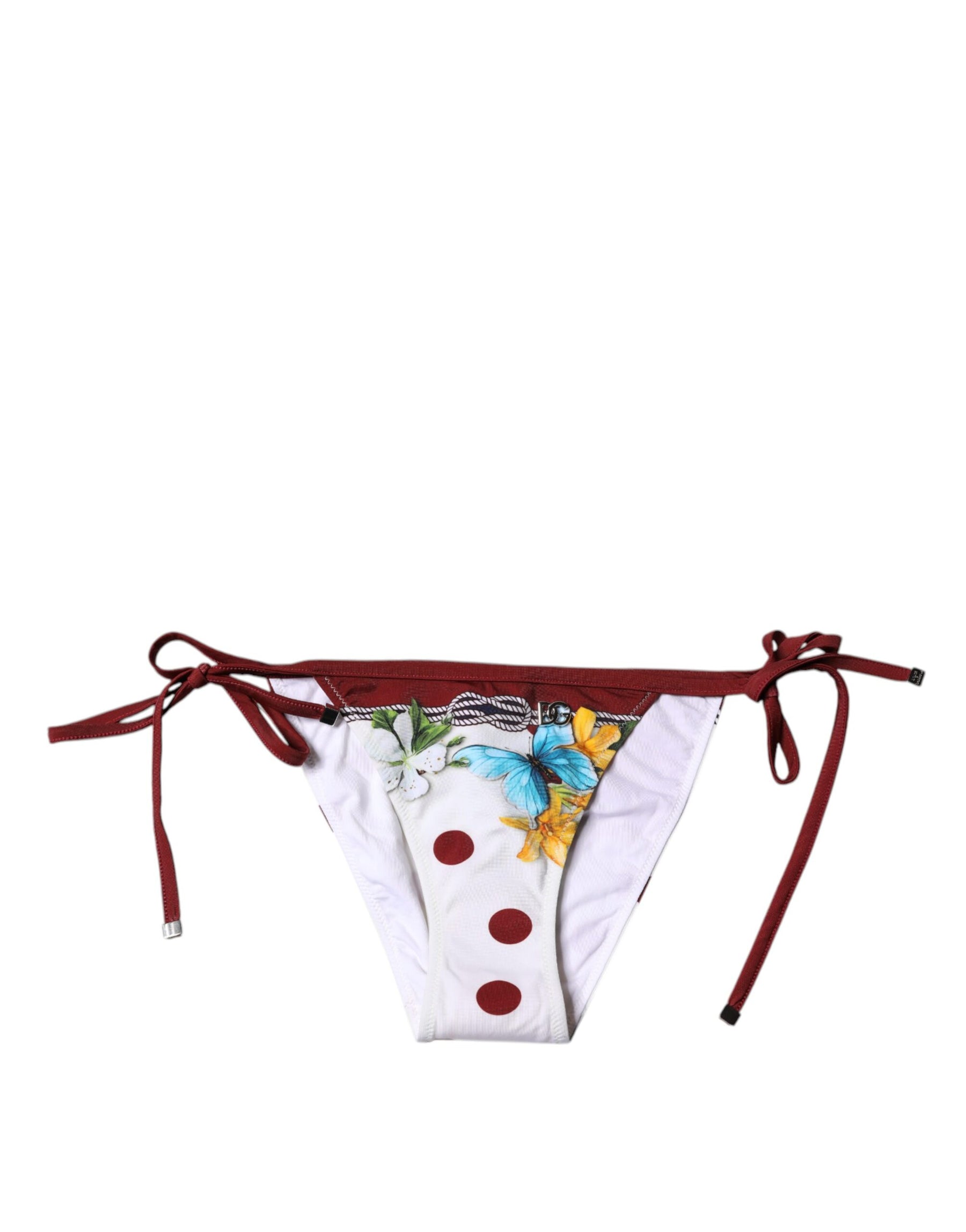 Dolce & Gabbana White Floral Print Swimsuit Bikini Bottom Swimwear | Regal Royce