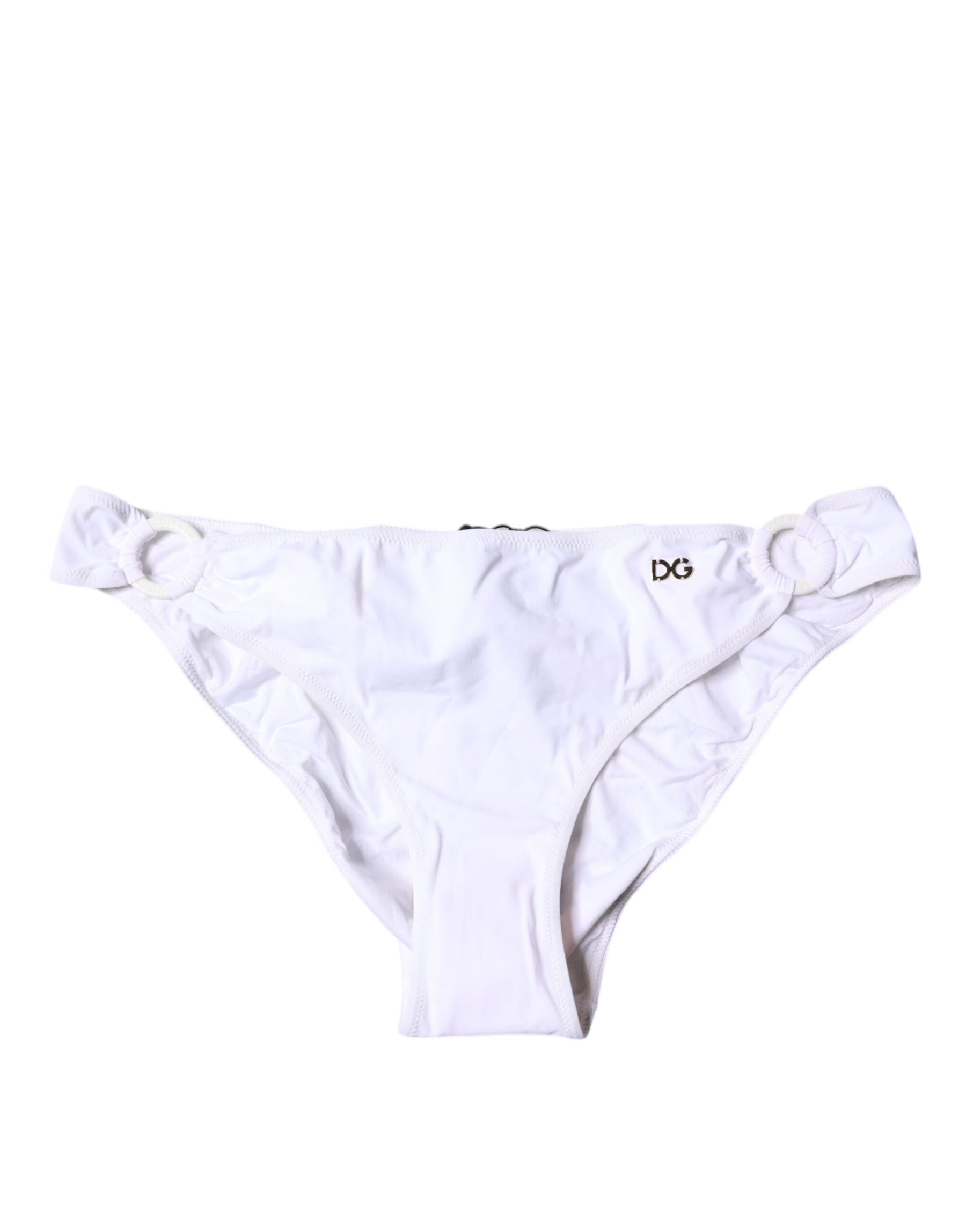 Dolce & Gabbana White Nylon Beachwear Bikini Bottom Swimwear | Regal Royce