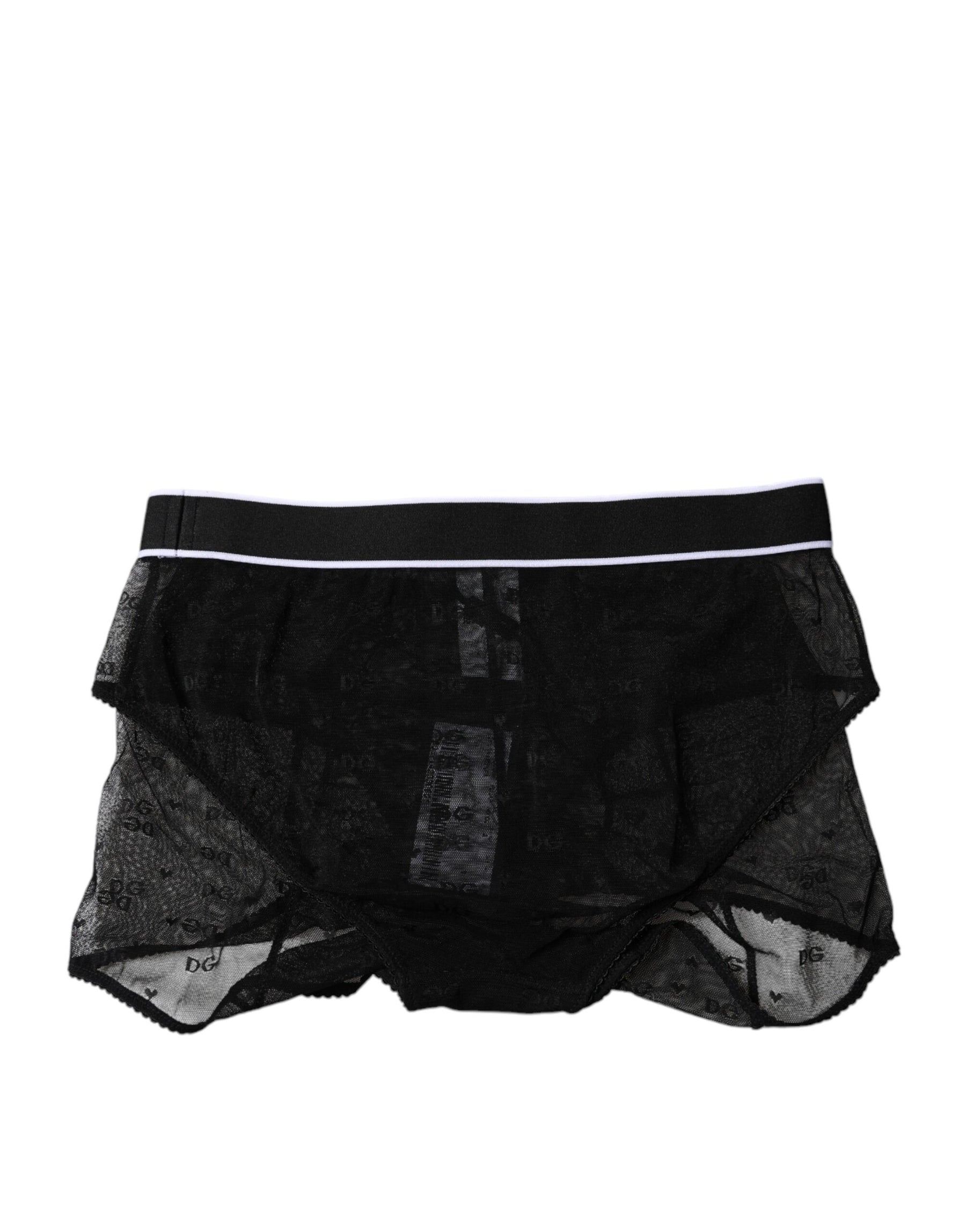 Dolce & Gabbana Black Tulle Nylon Mid Waist Panty Underwear | Regal Royce
