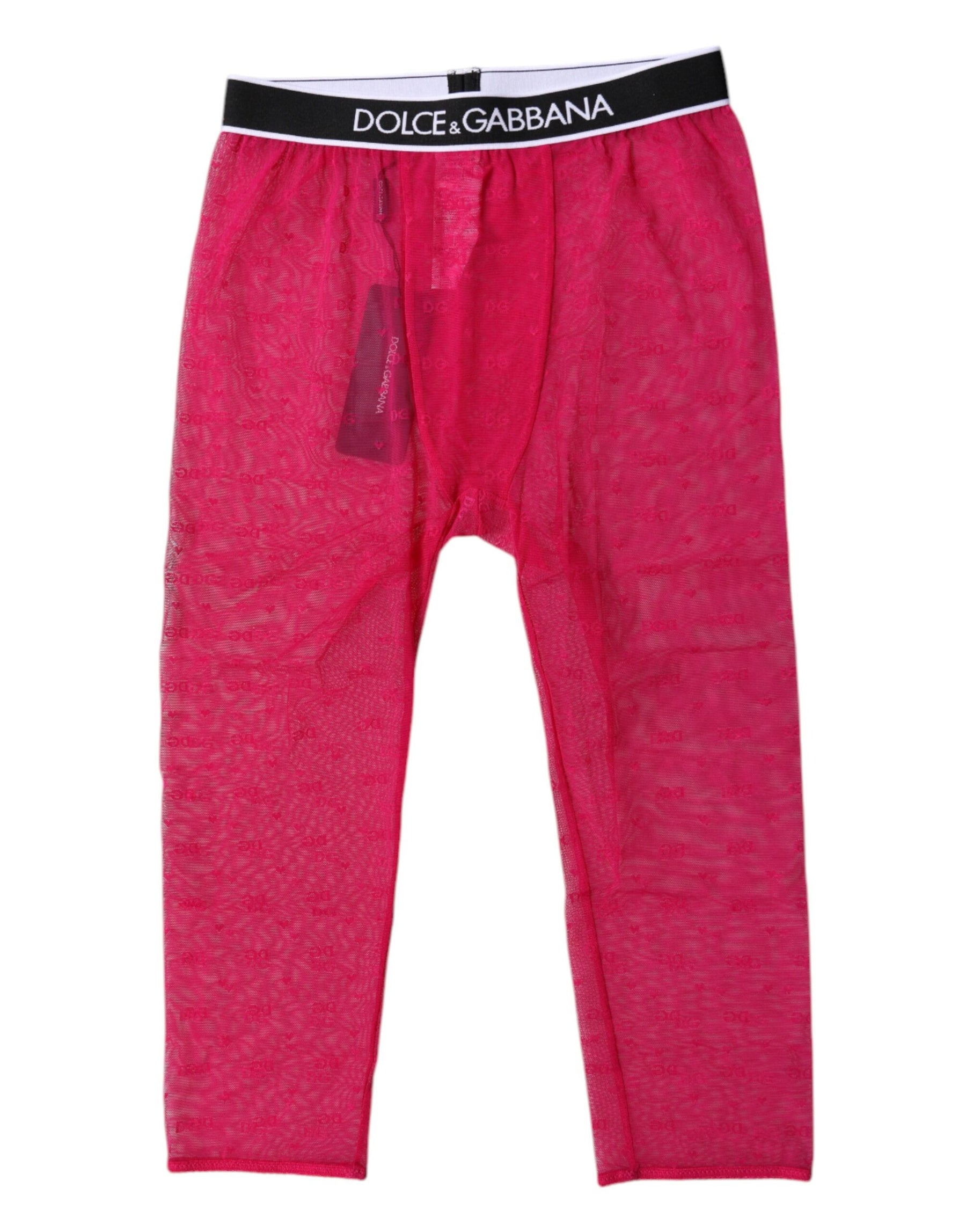 Dolce & Gabbana Fuchsia DG Logo Nylon Cropped Tights Underwear | Regal Royce