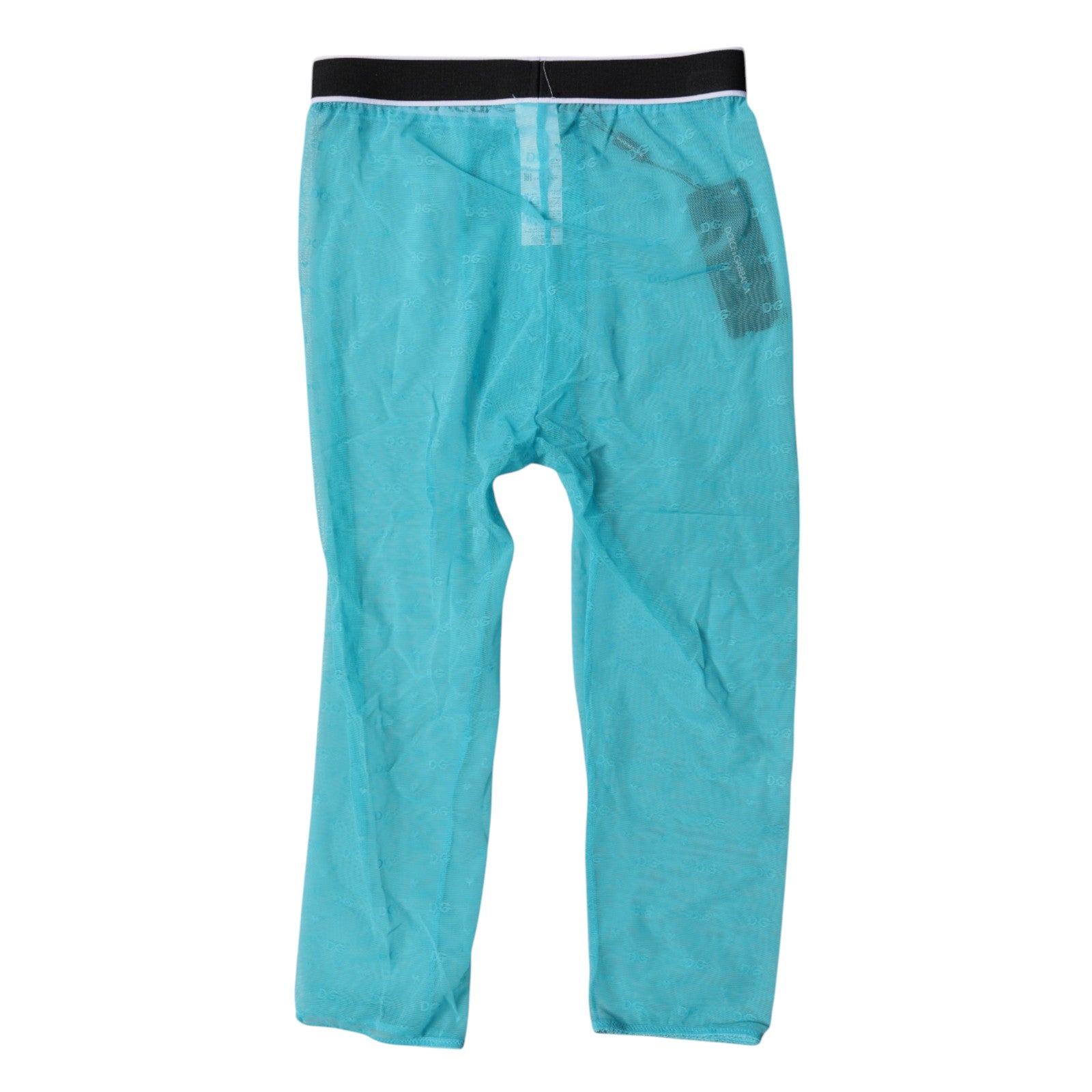 Dolce & Gabbana Light Blue DG Logo Nylon Cropped Tights Underwear | Regal Royce