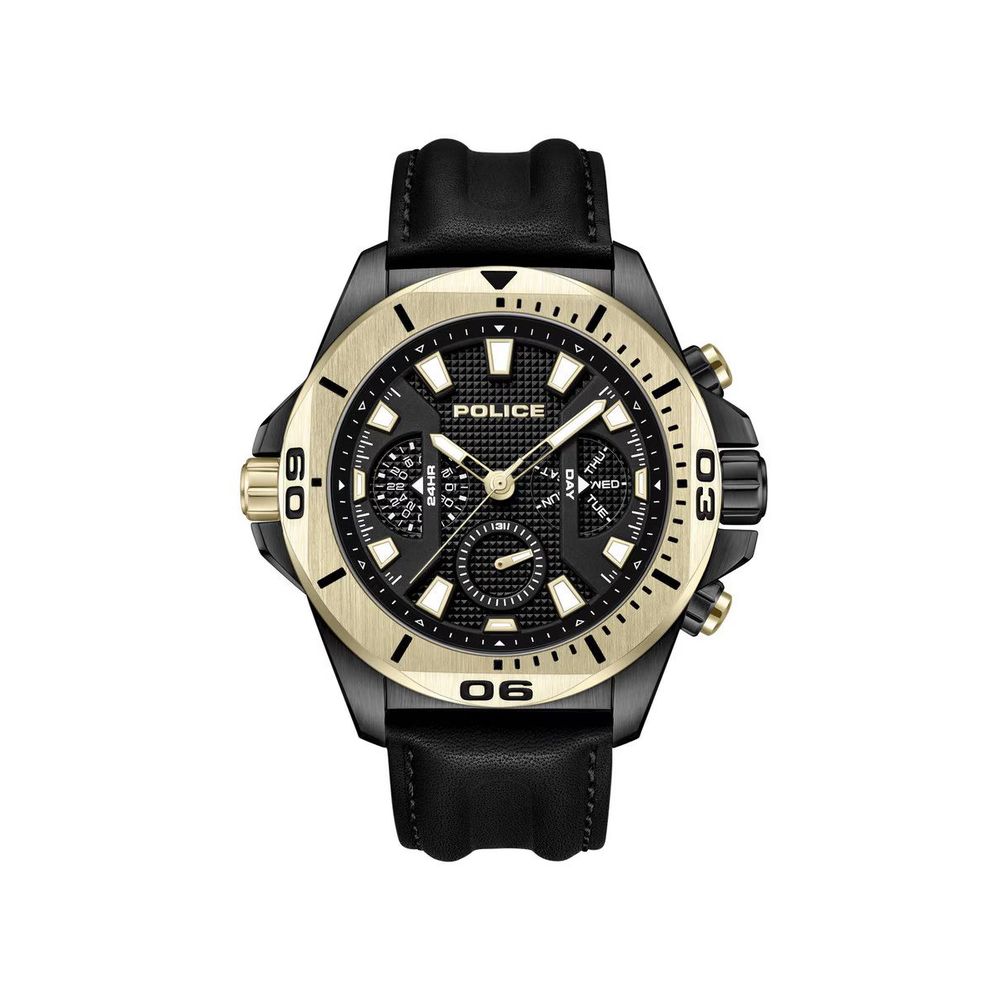 Police Black Artificial Leather Dress Watch | Regal Royce