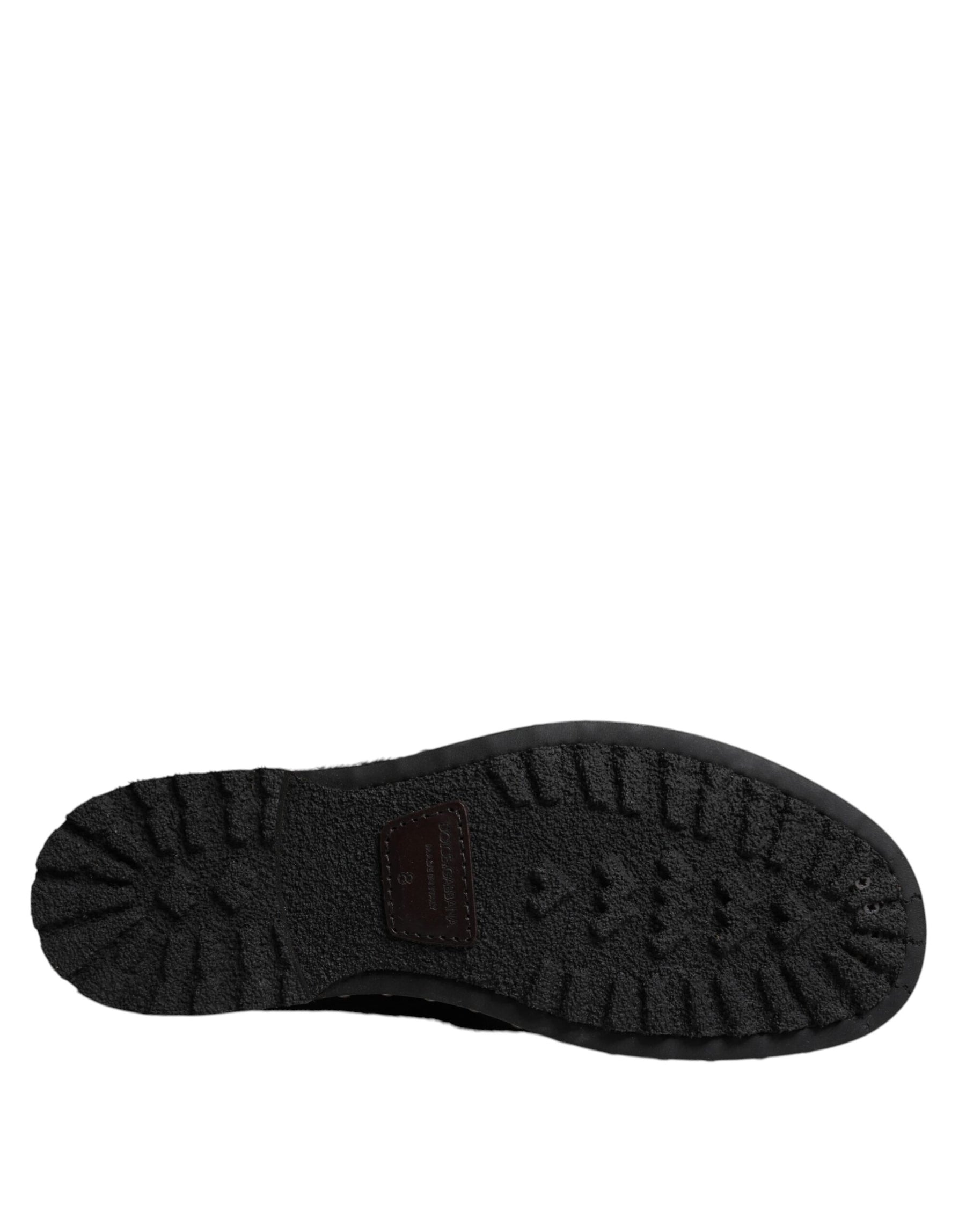 Dolce & Gabbana Black Pony Style Leather Mid Calf Boots Shoes | Regal Royce