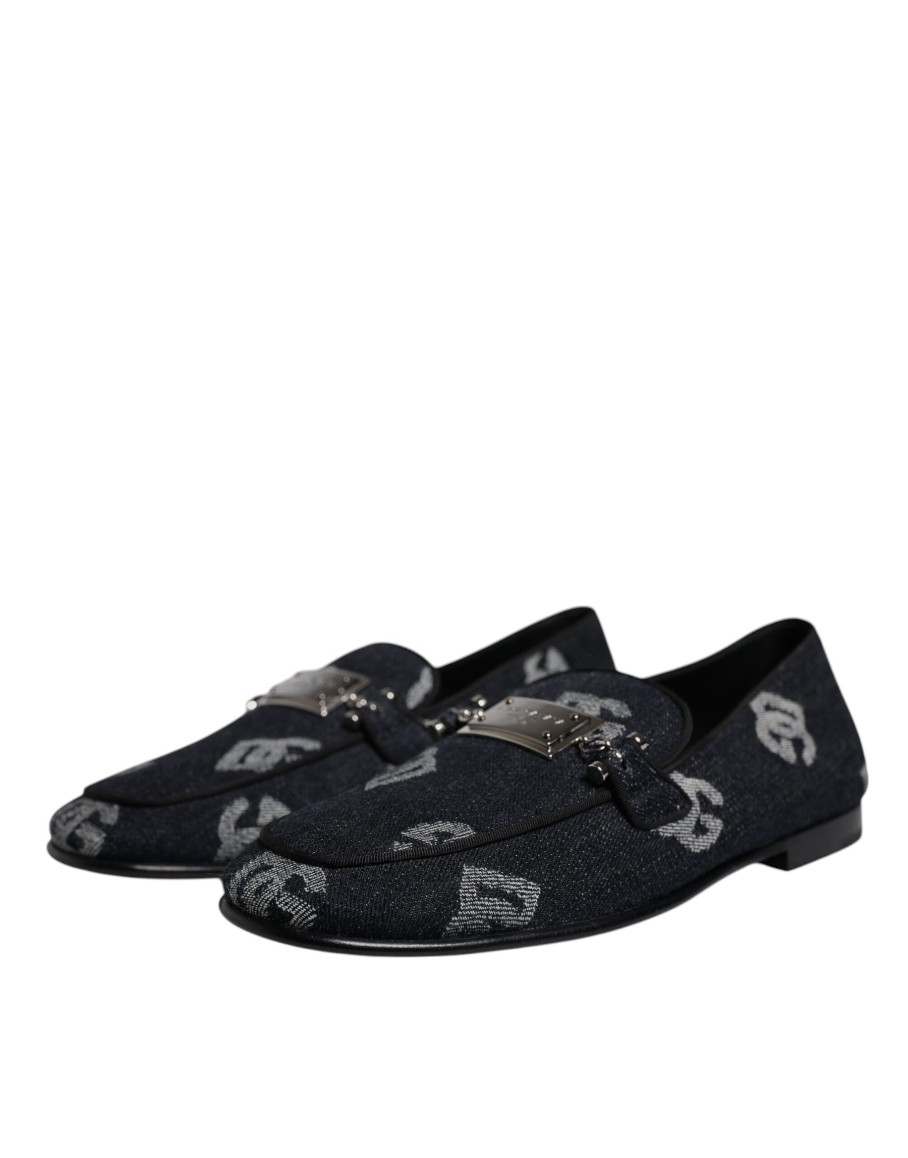 Dolce & Gabbana Black Logo Cotton Loafers Formal Dress Shoes | Regal Royce