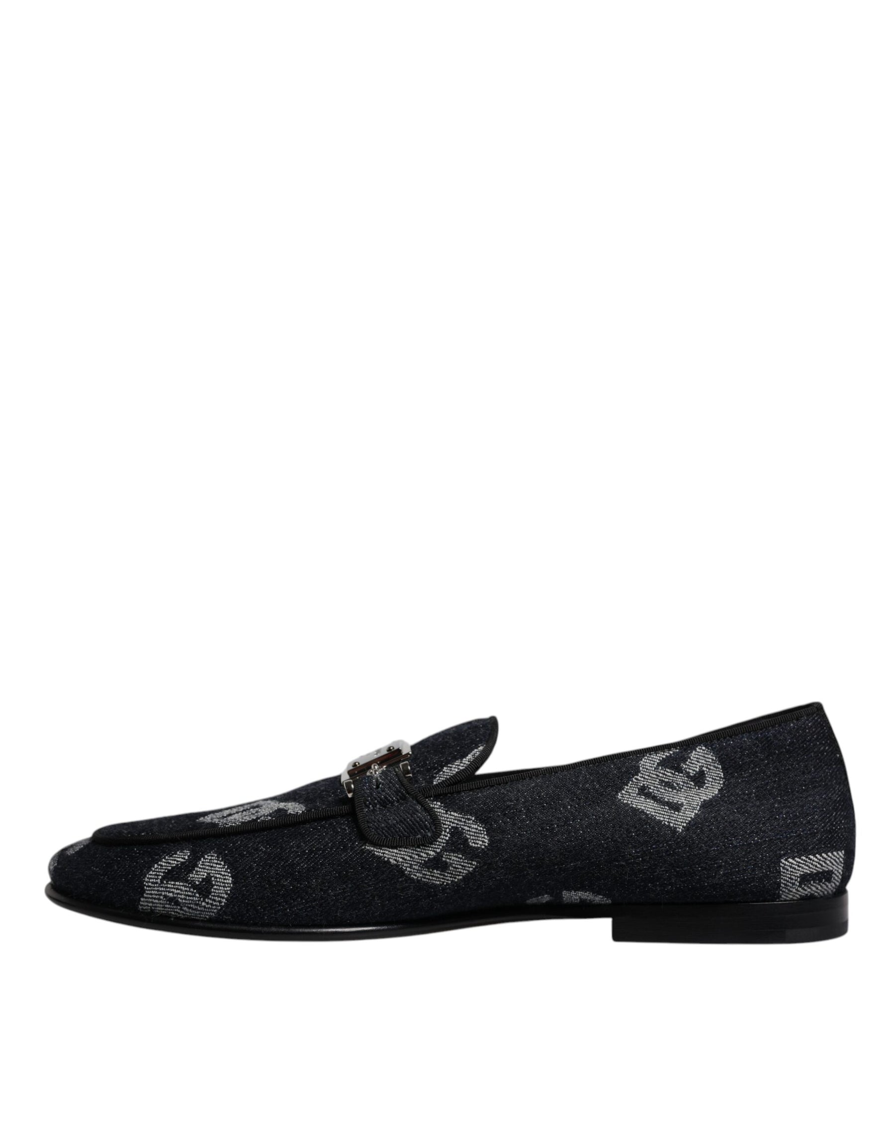 Dolce & Gabbana Black Logo Cotton Loafers Formal Dress Shoes | Regal Royce