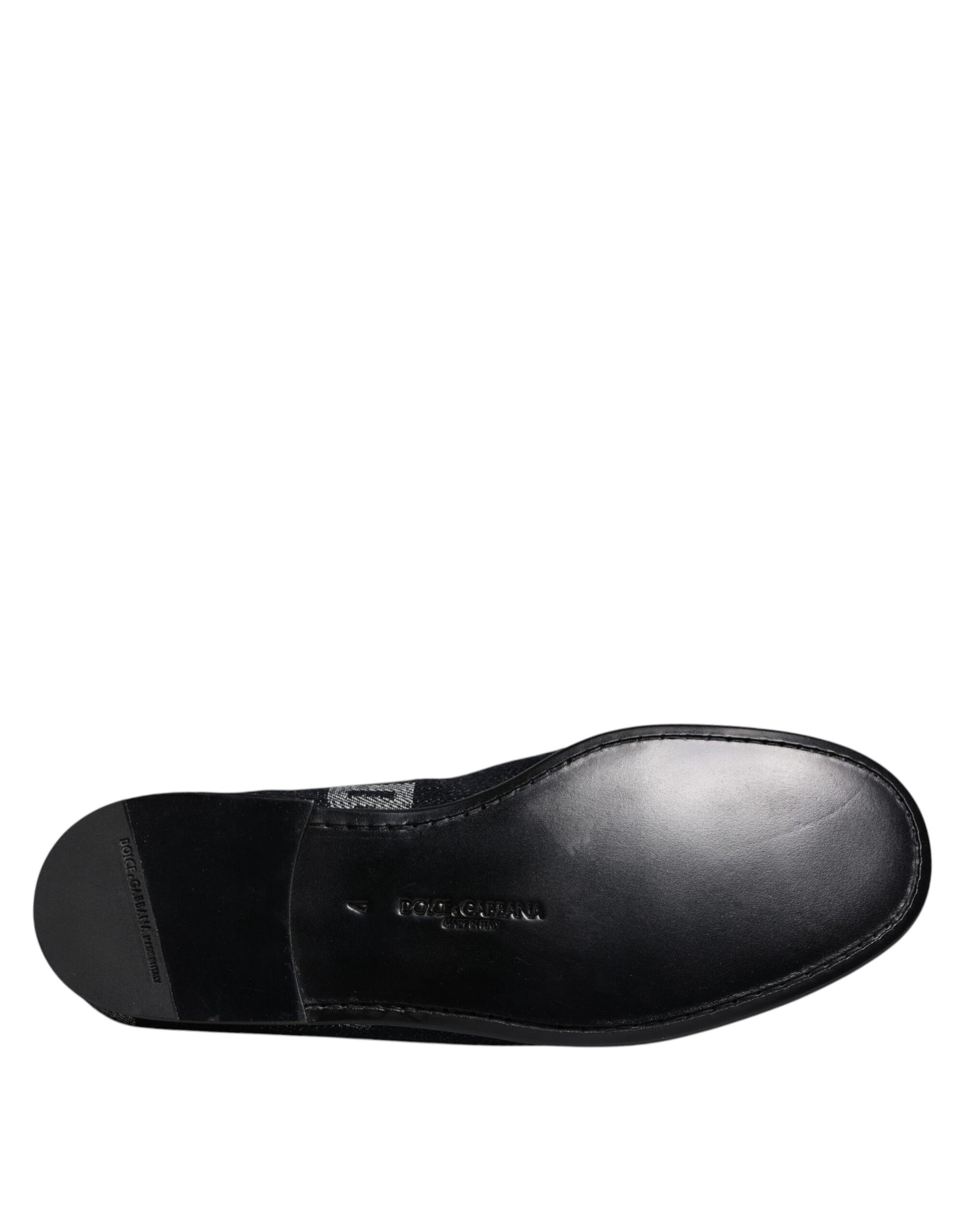 Dolce & Gabbana Black Logo Cotton Loafers Formal Dress Shoes | Regal Royce