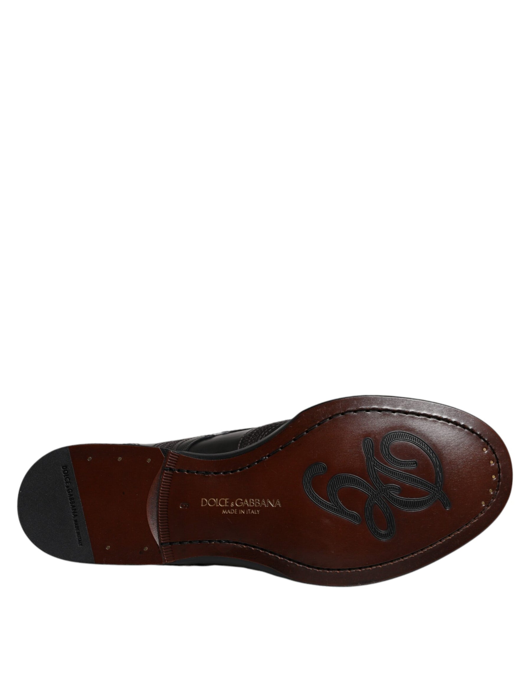 Dolce & Gabbana Black Embroidered Classic Leather Derby Dress Shoes | Regal Royce