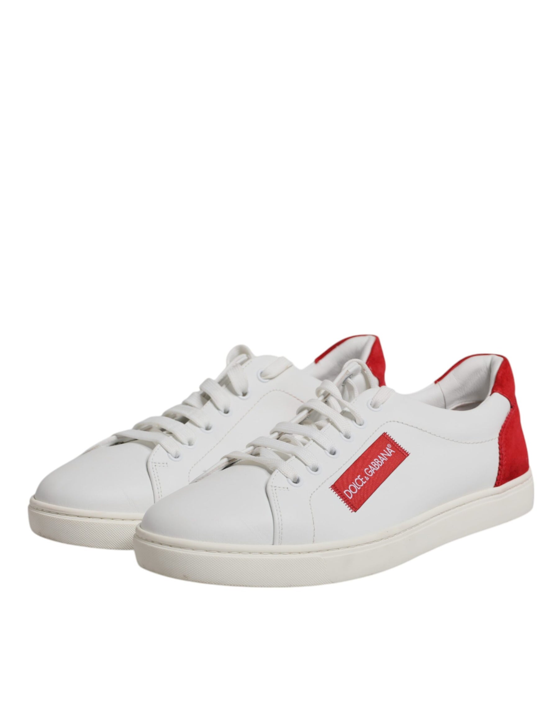 Dolce & Gabbana White Suede Leather Low Top Sneakers Shoes | Regal Royce