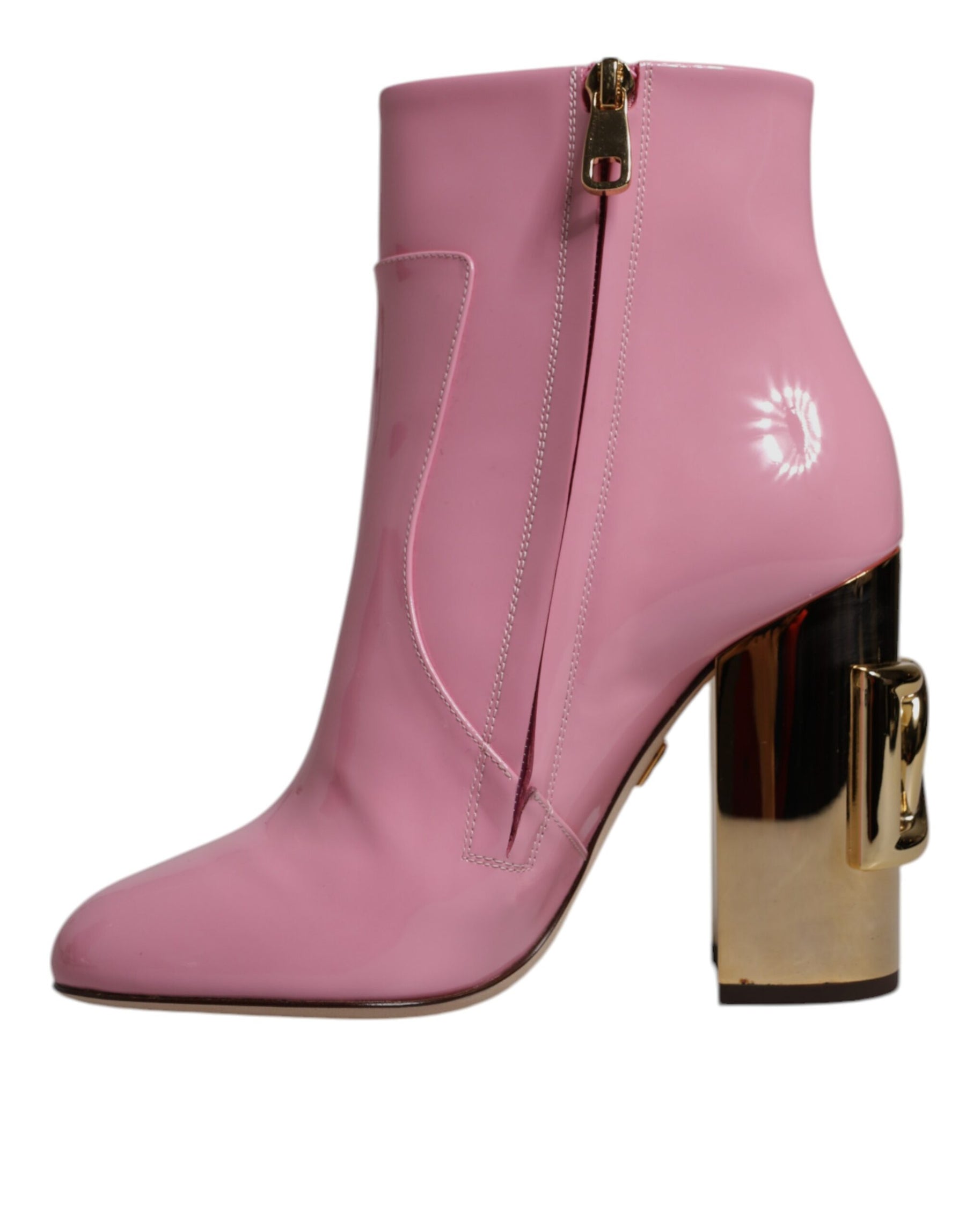 Dolce & Gabbana Pink Patent Leather Heel Mid Calf Boots Shoes | Regal Royce