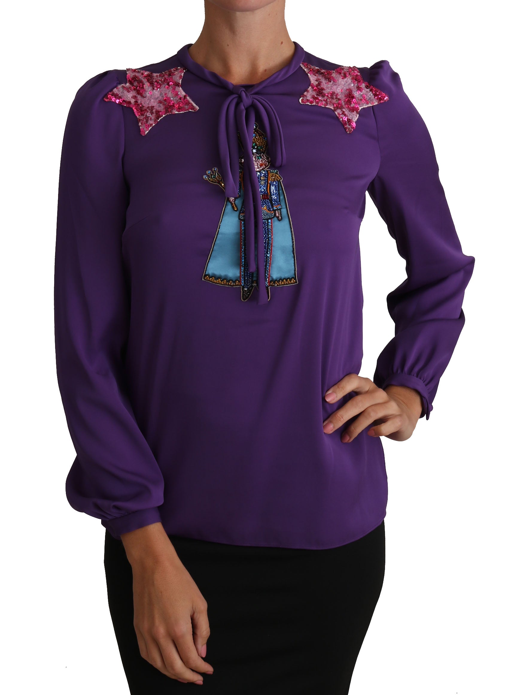 Dolce & Gabbana Purple Blouse Prince  Fairy Tale Embellished  Top | Regal Royce