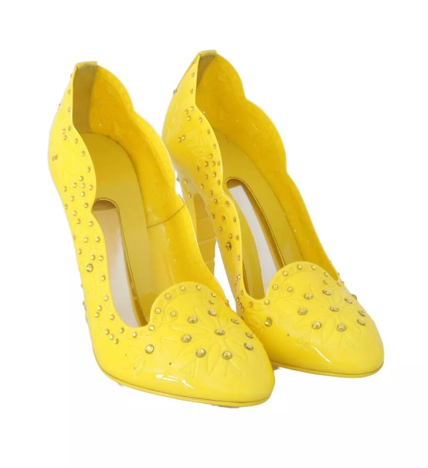 Dolce & Gabbana Yellow Crystal Heels CINDERELLA Shoes | Regal Royce