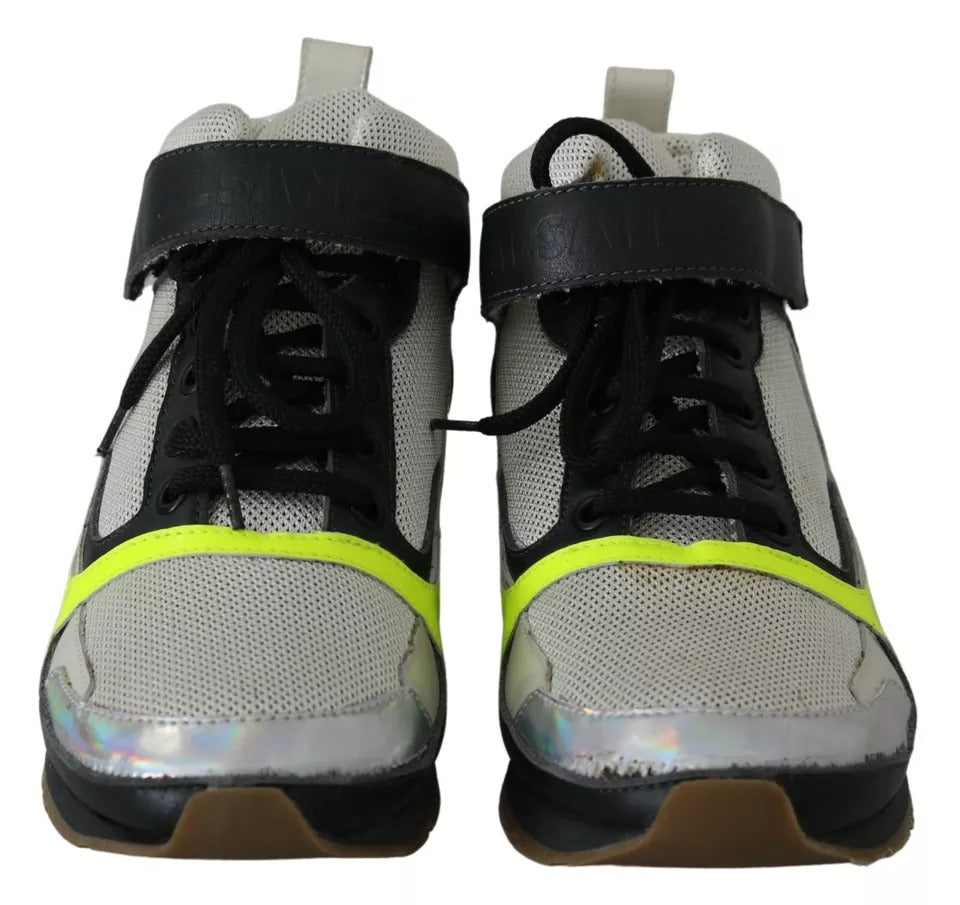 Jil Sander Fog Gray Neon Green Black Lace-Up Strap Shoes | Regal Royce