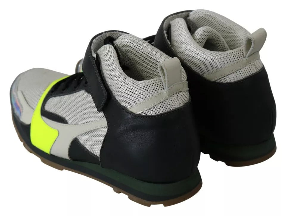 Jil Sander Fog Gray Neon Green Black Lace-Up Strap Shoes | Regal Royce