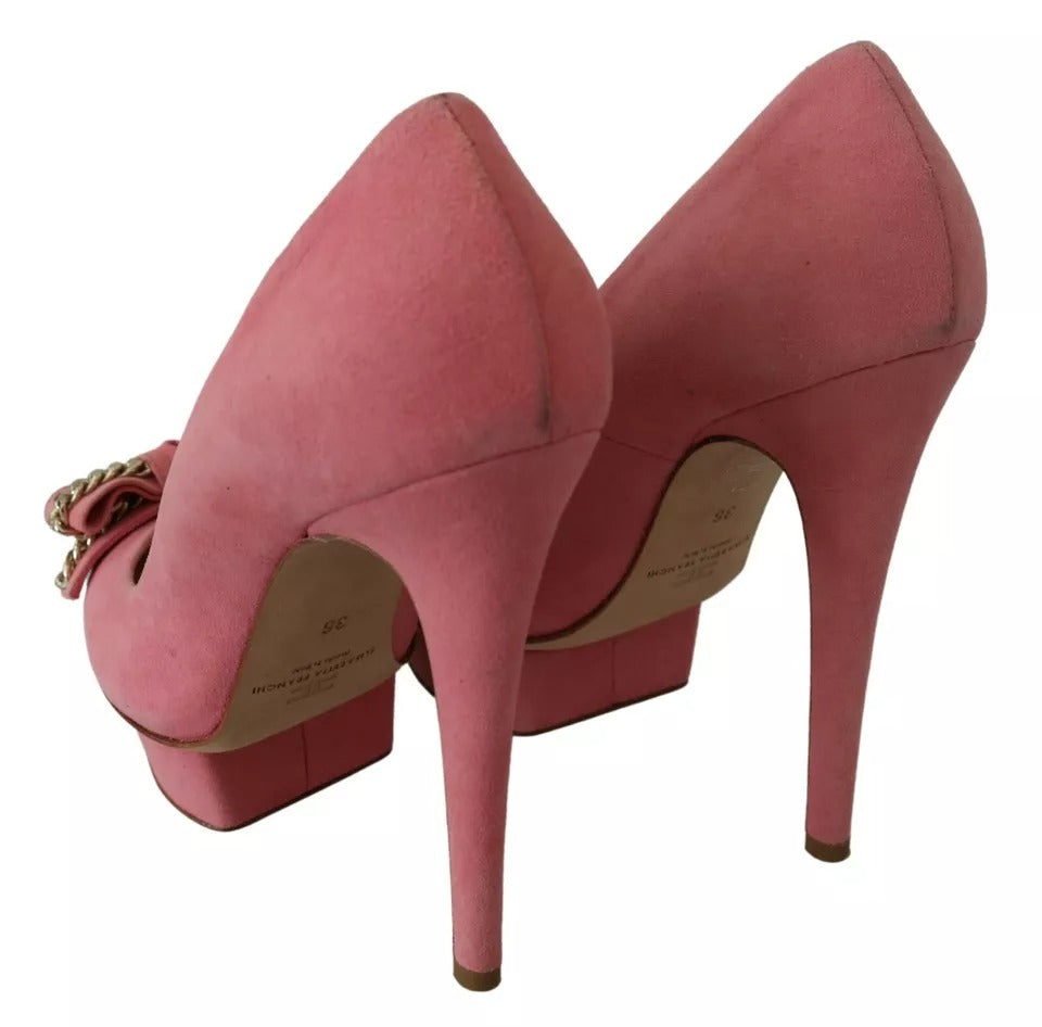 Elisabetta Franchi Pink Bow Stiletto Heel Pumps Shoes | Regal Royce