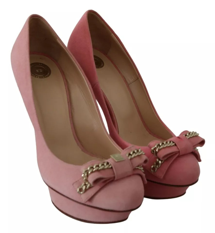 Elisabetta Franchi Pink Bow Stiletto Heel Pumps Shoes | Regal Royce