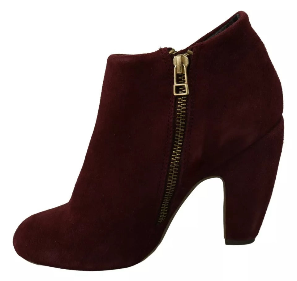 Steve Madden Maroon Blush Velvet Suede Penelope Ankle Boots Shoes | Regal Royce