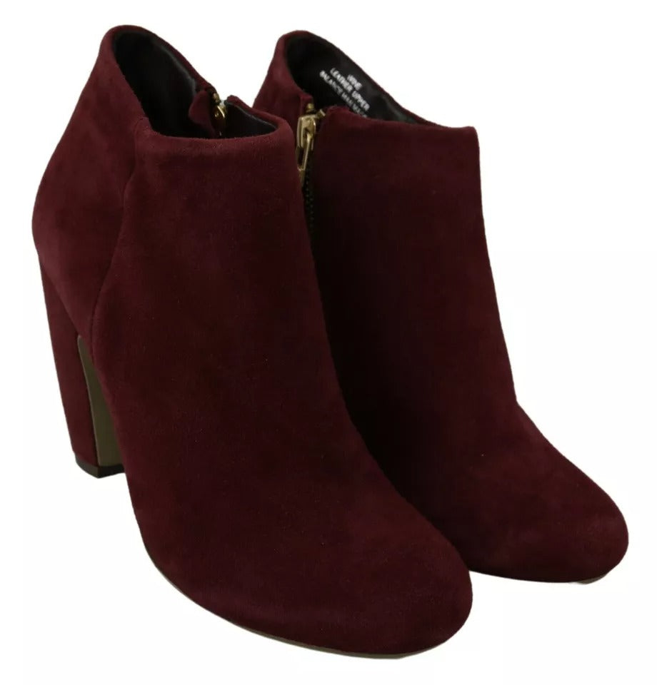 Steve Madden Maroon Blush Velvet Suede Penelope Ankle Boots Shoes | Regal Royce